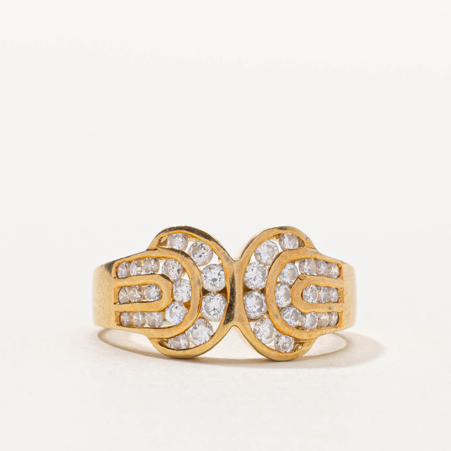 18k Channel Set Diamond Buckle Ring | SZ 5.75
