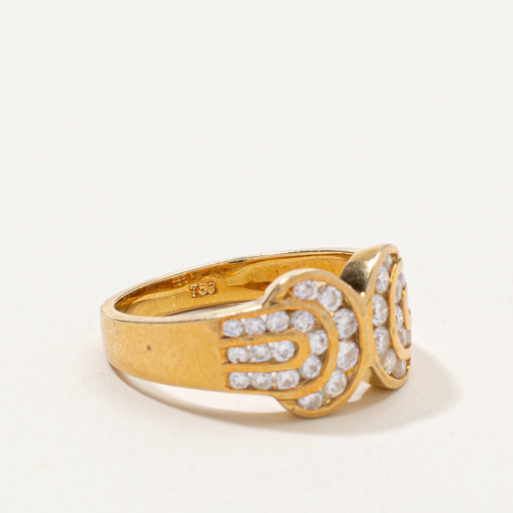 18k Channel Set Diamond Buckle Ring | SZ 5.75