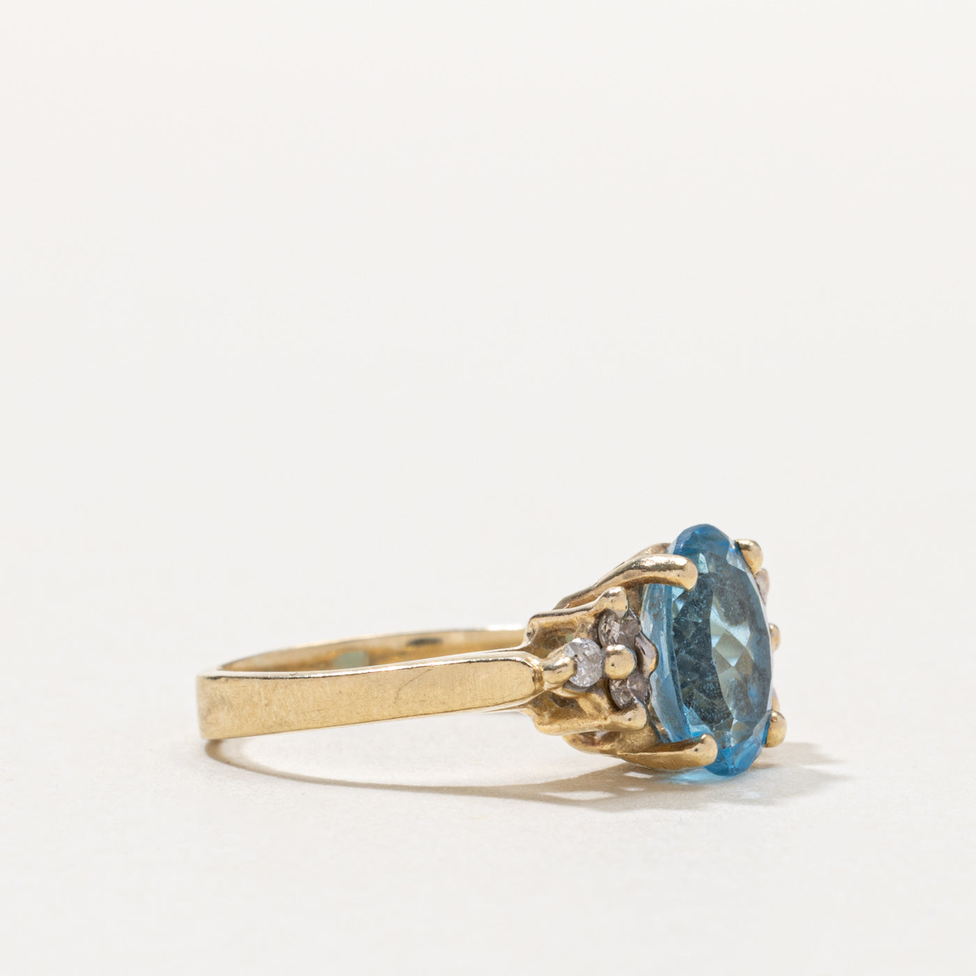 10k Oval Cut Topaz & Diamond Accented Ring | 1.75ct, 0.10ctw | SZ 4.5