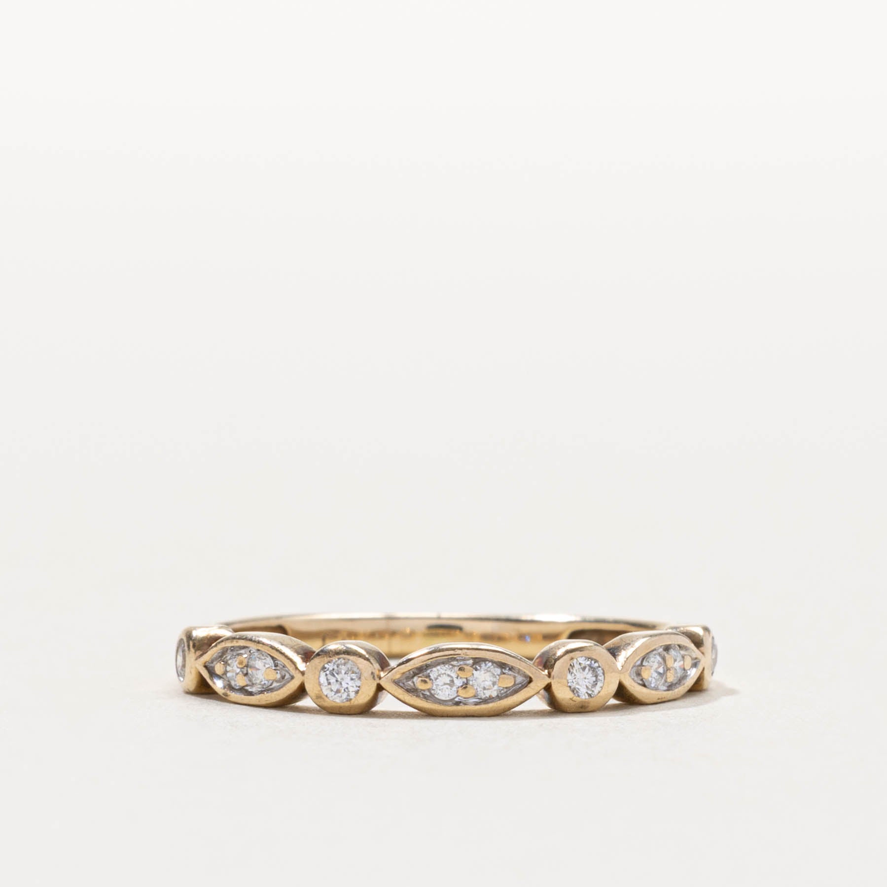 10k Bezel Set Diamond Marquise Band | SZ 5