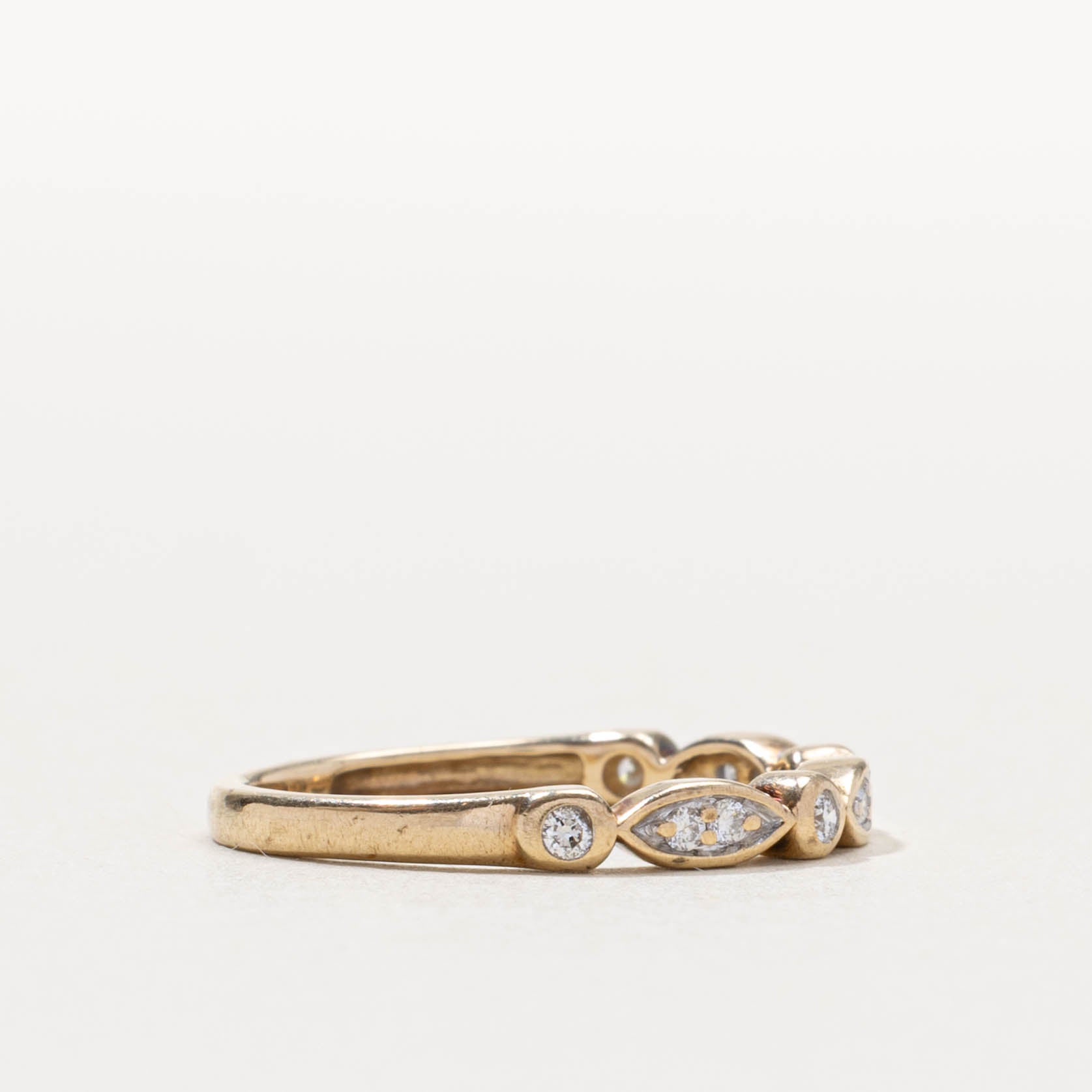 10k Bezel Set Diamond Marquise Band | SZ 5