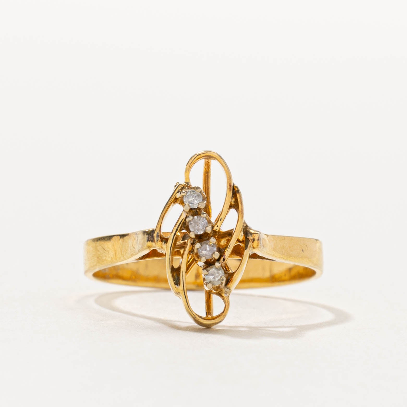 10k Diagonal Diamond Openwork Ring | SZ 5.25