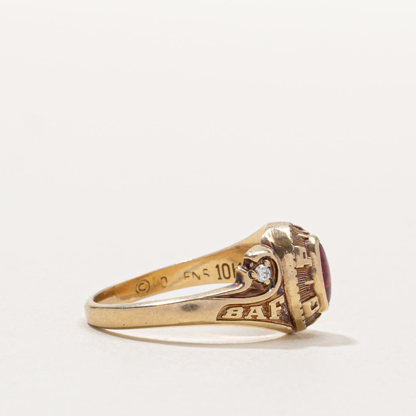 10k Synthetic Ruby & Diamond Graduation Ring | 0.60ct, 0.01ctw | SZ 4.5