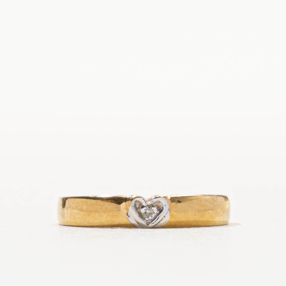 10k Single Stone Diamond Heart Band | 2.70mm | SZ 1.5