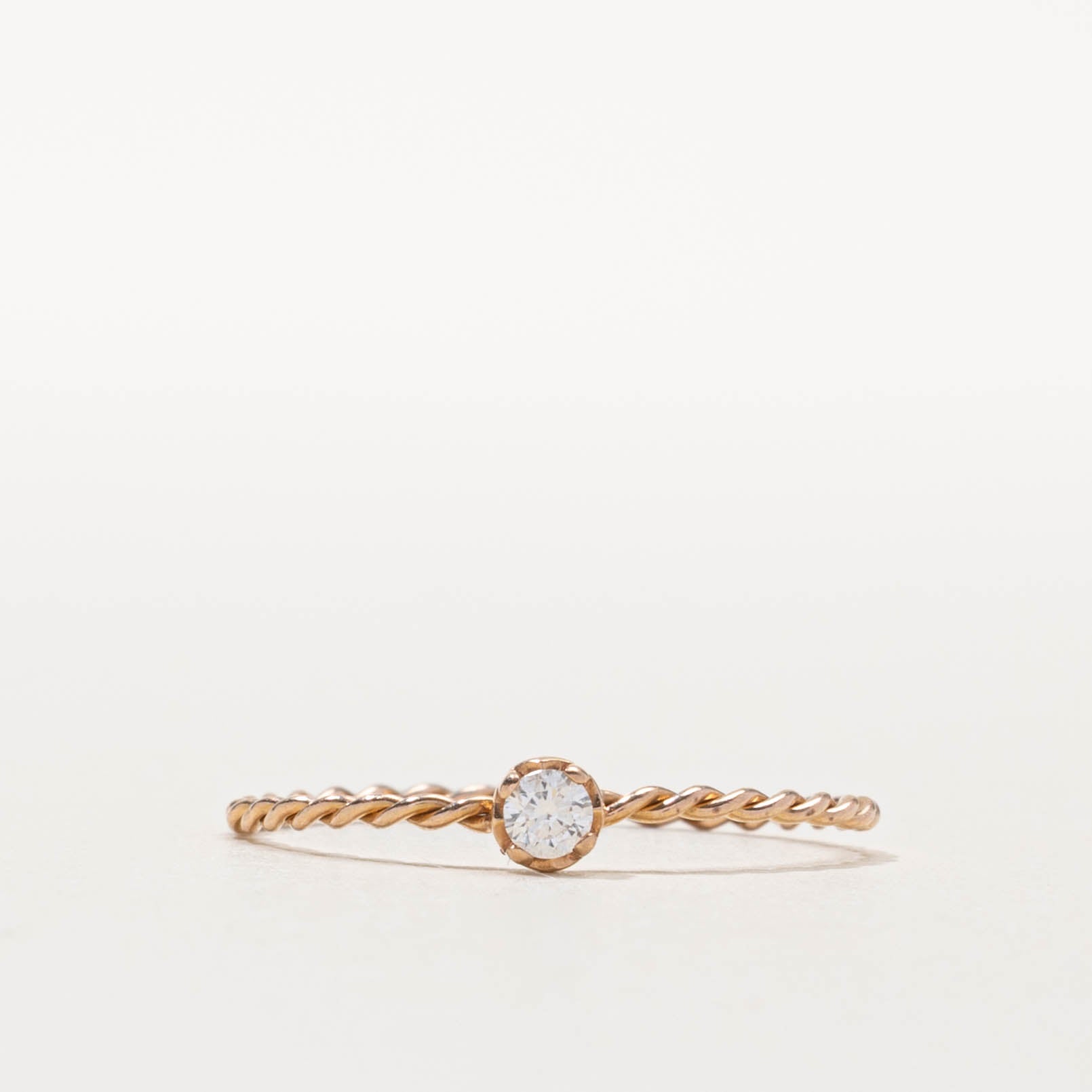 14k Rose Gold Diamond Rope Ring | SZ 8.25