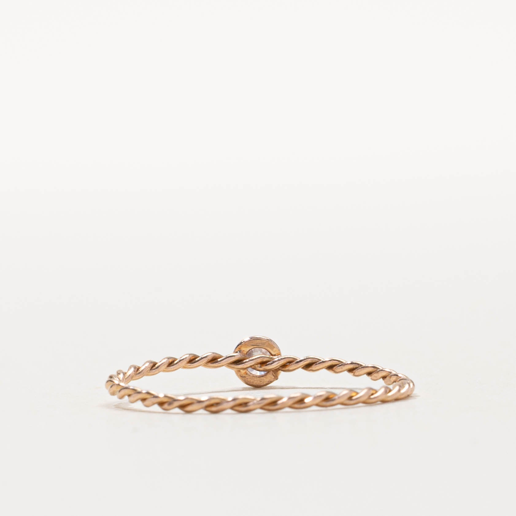 14k Rose Gold Diamond Rope Ring | SZ 8.25
