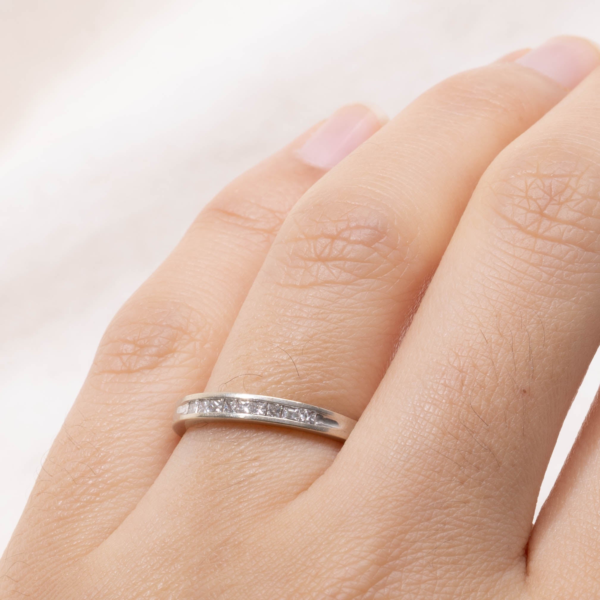 14k Semi Eternity Princess Cut Diamond Ring | 2mm | SZ 7