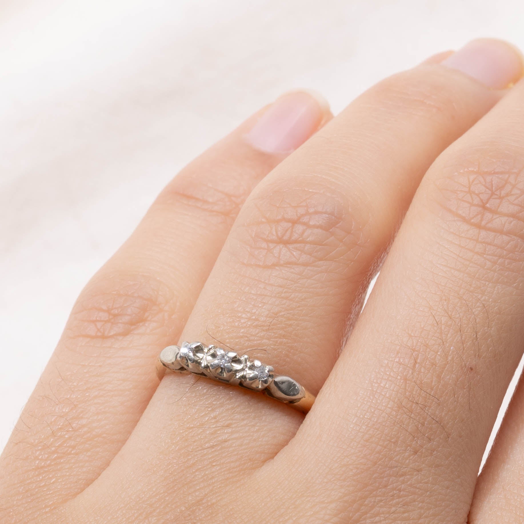 Vintage Canadian Three Stone Diamond Ring | SZ 6