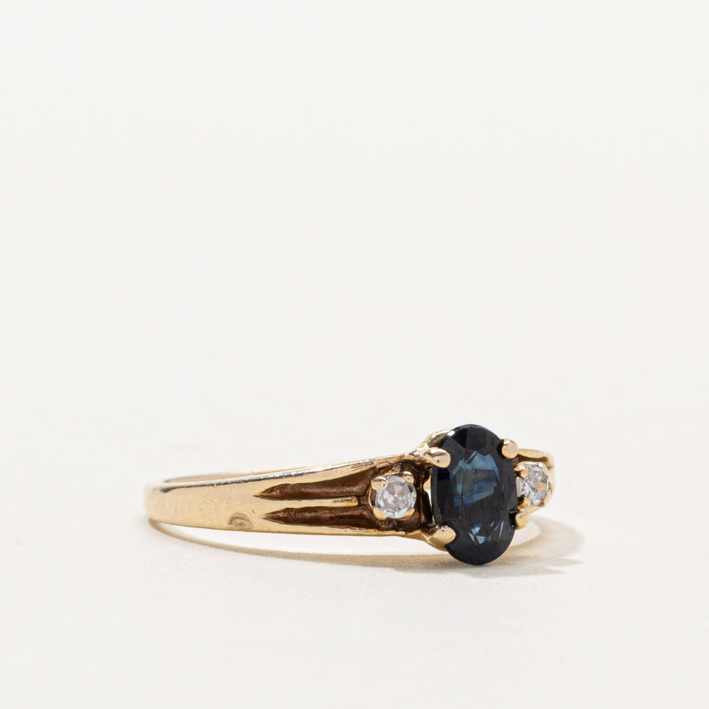10k Oval Cut Sapphire & Diamond Accented Ring | 0.45ct, 0.04ctw | SZ 5.5