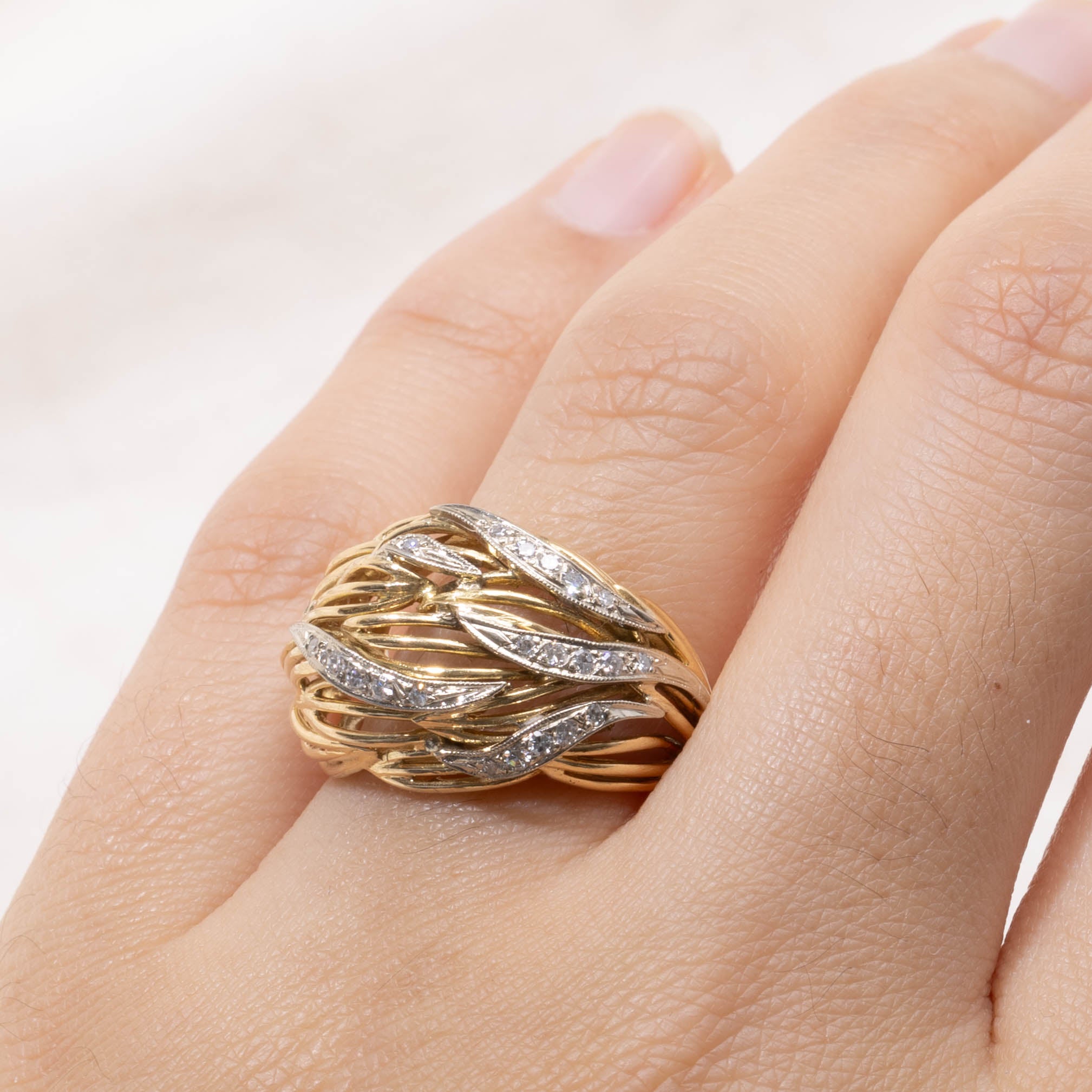 14k Diamond Openwork Swept Cocktail Ring | SZ 6.25
