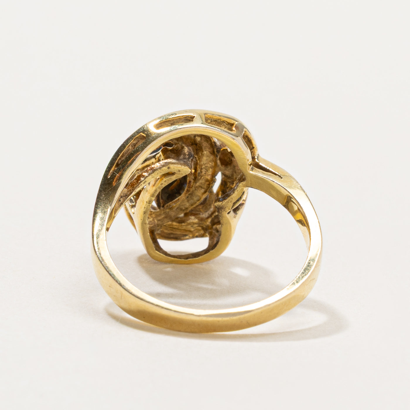 14k Sapphire & Diamond Swirl Abstract Ring | 0.20ct, 0.06ctw | SZ 6.25