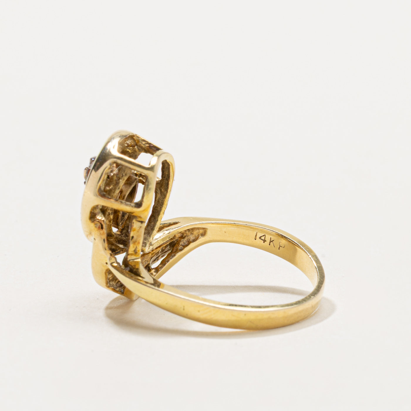 14k Sapphire & Diamond Swirl Abstract Ring | 0.20ct, 0.06ctw | SZ 6.25