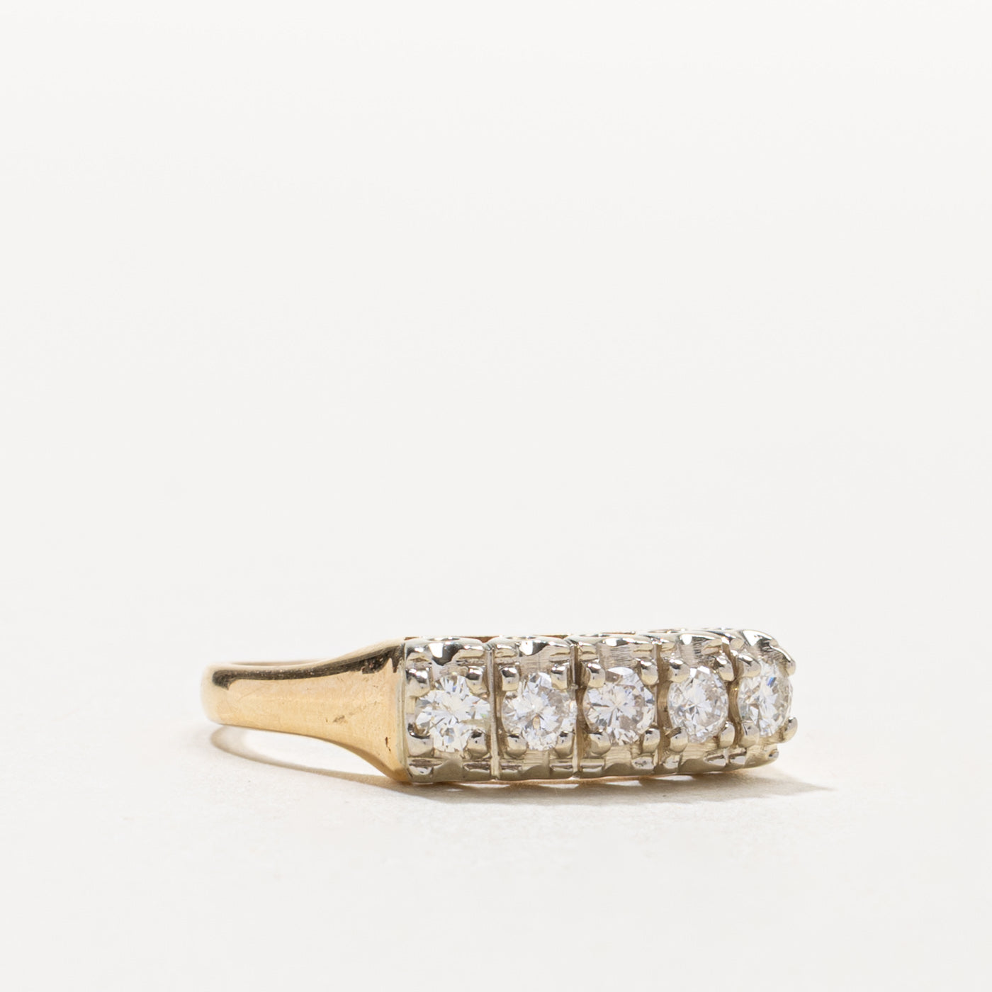 14k Five Stone Diamond Textured Ring | 0.45ctw | SZ 8