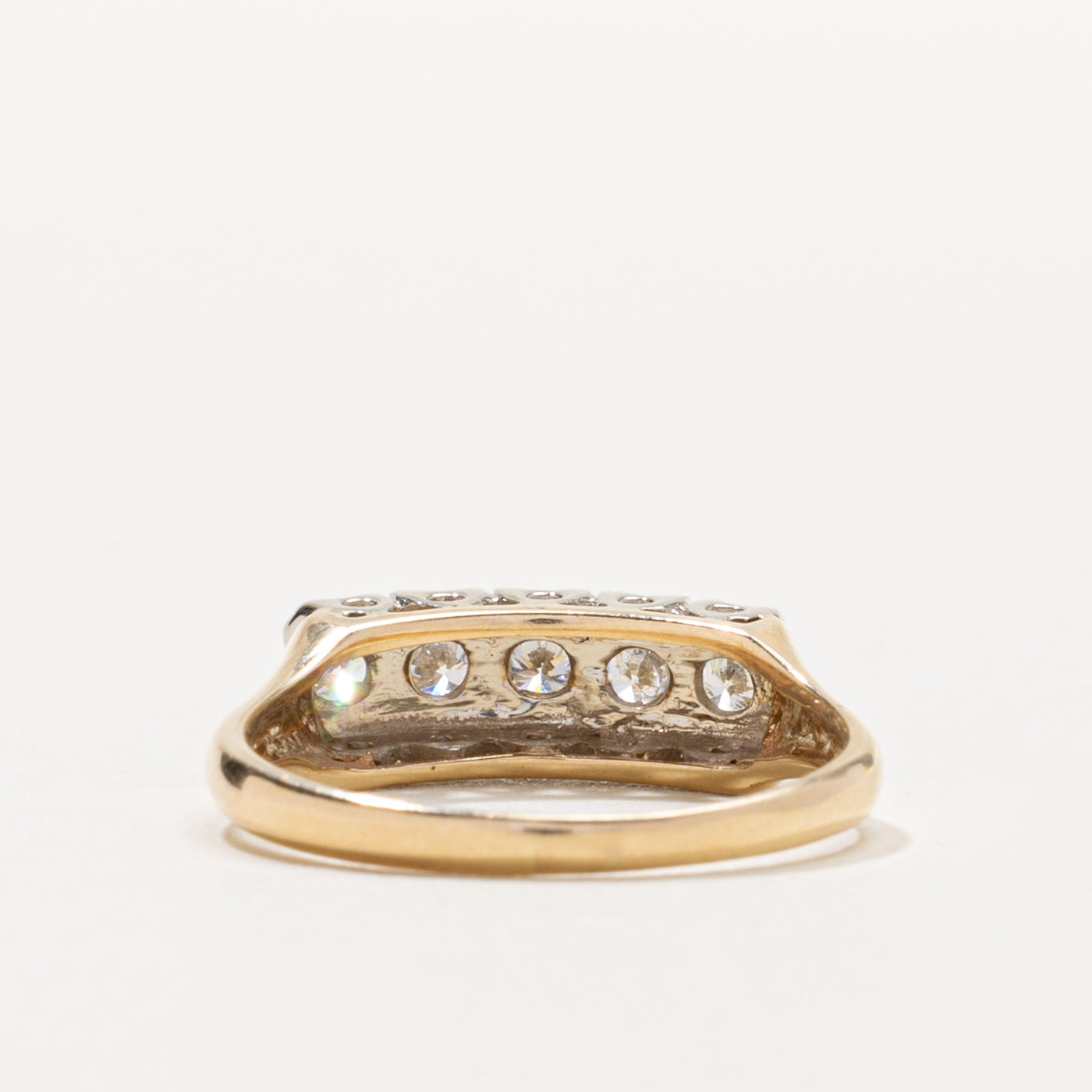 14k Five Stone Diamond Textured Ring | 0.45ctw | SZ 8