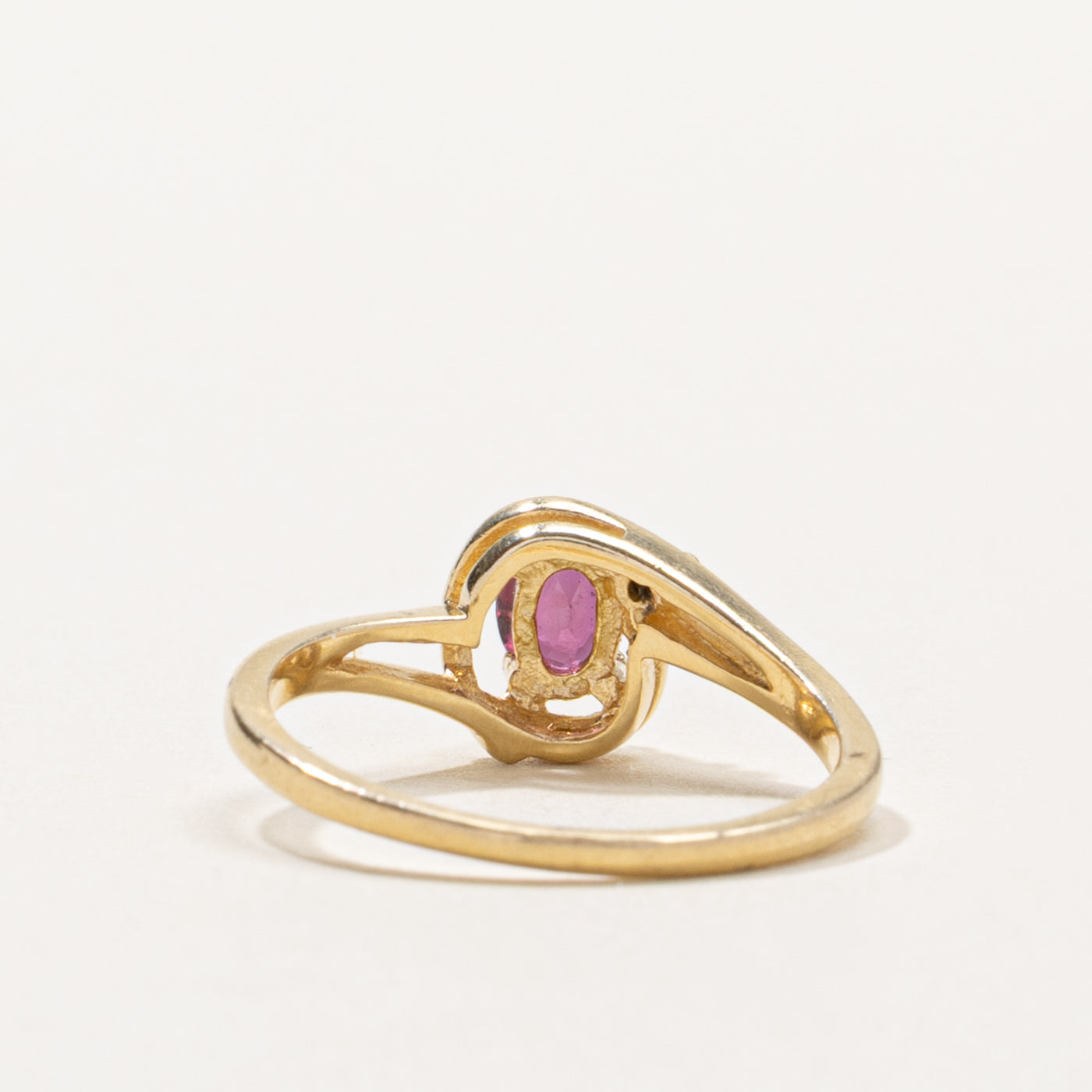 14k Ruby & Diamond Accented Bypass Ring | 0.22ct, 0.01ctw | SZ 5