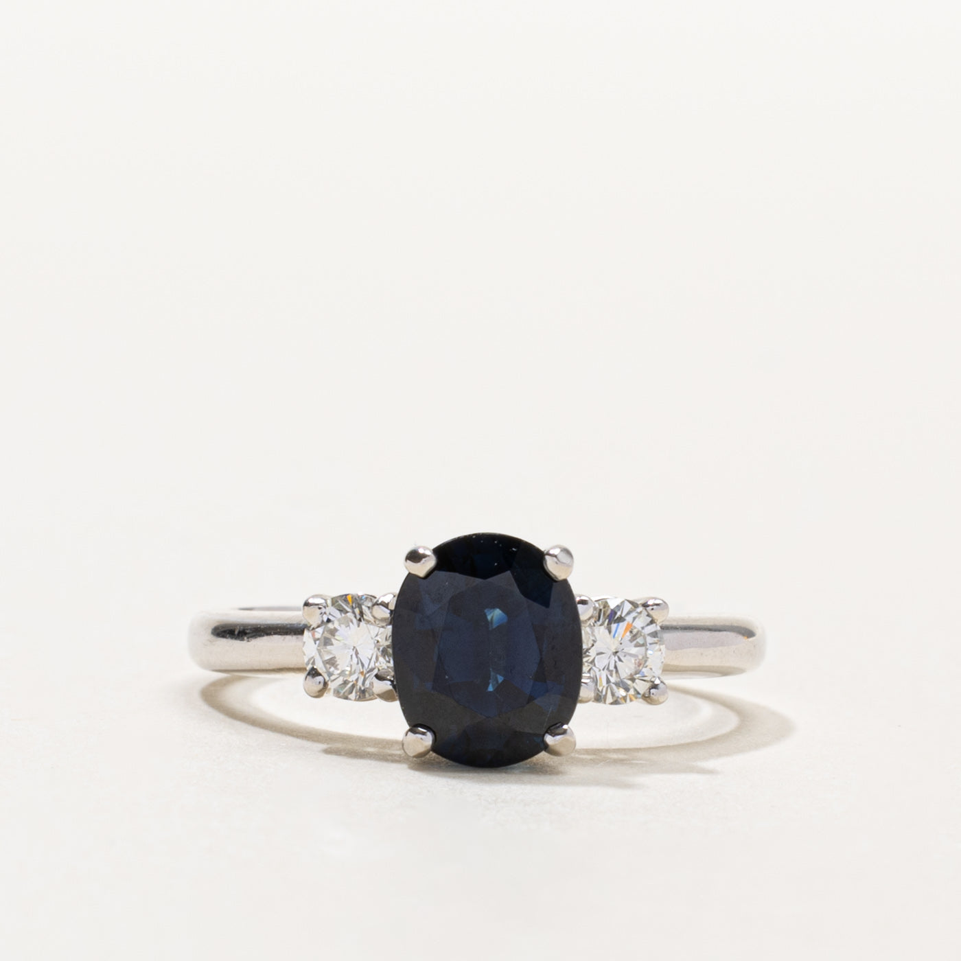 14k Oval Cut Sapphire & Diamond Accented Ring | 1.80ct, 0.40ctw | SZ 8