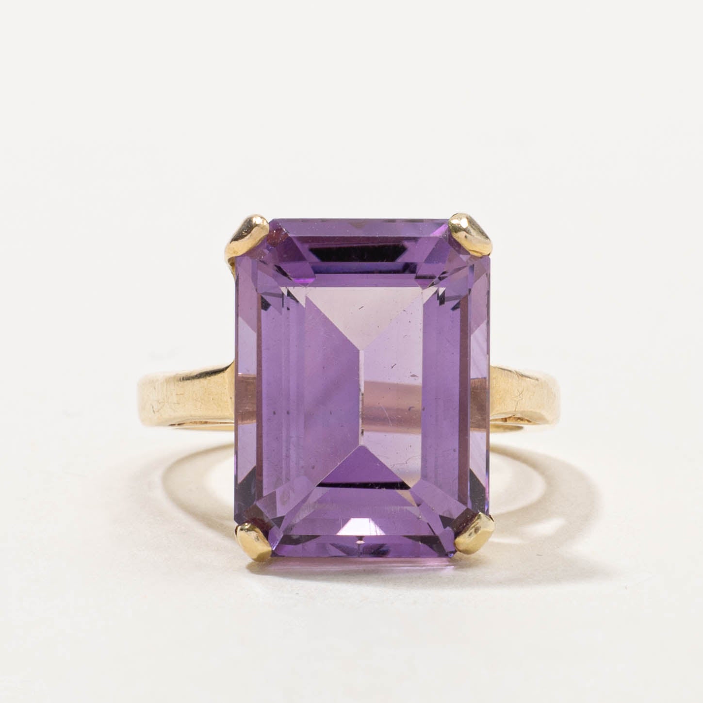 14k Rectangle Cut Amethyst Cocktail Ring | 11.00ct | SZ 7