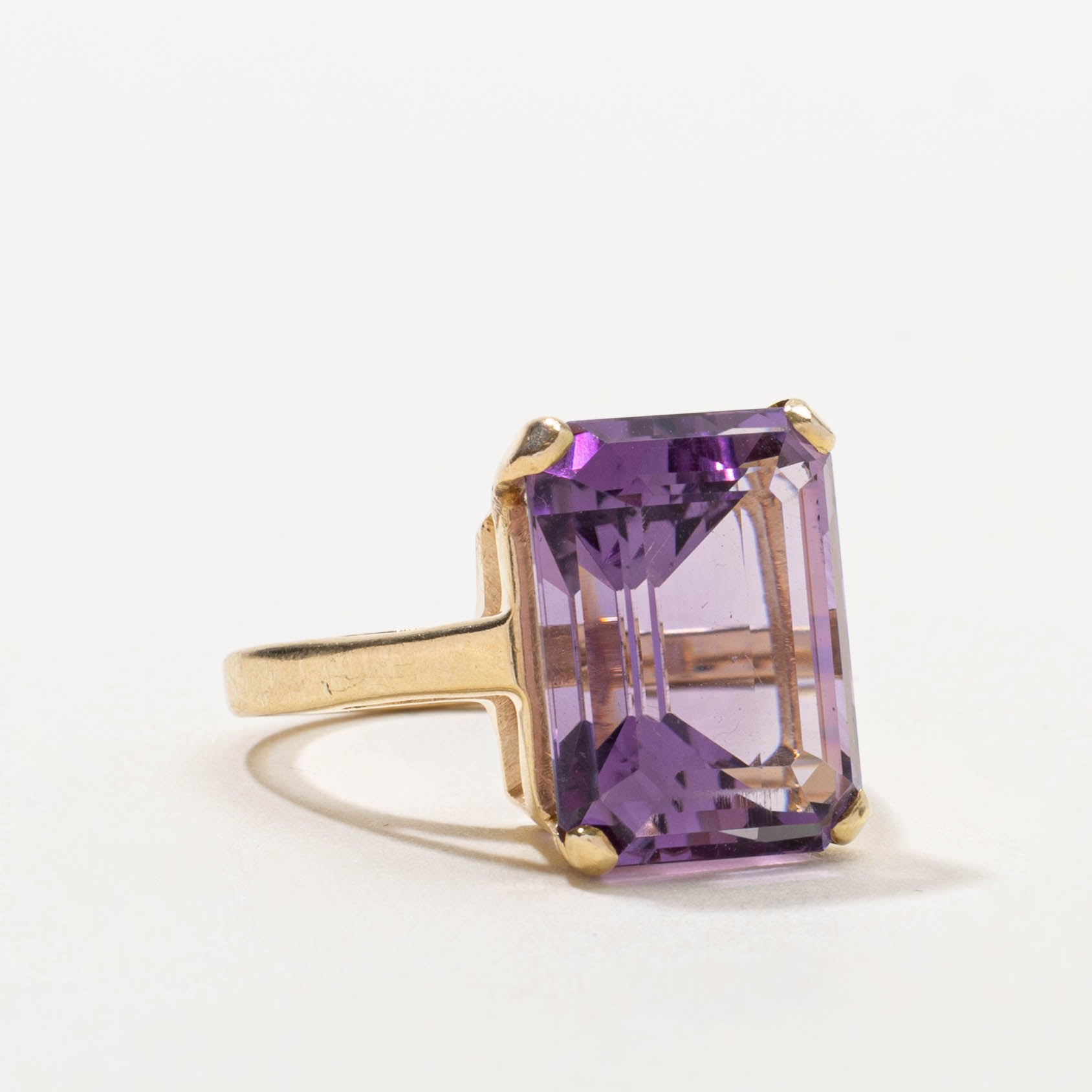 14k Rectangle Cut Amethyst Cocktail Ring | 11.00ct | SZ 7