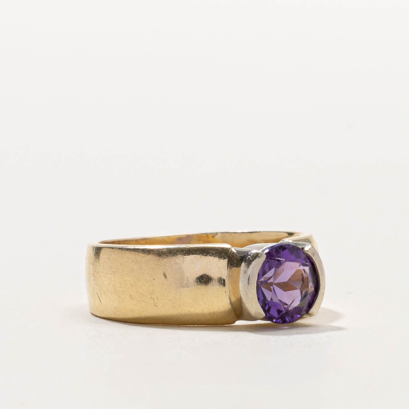 14k Semi Bezel Set Amethyst Ring | 0.90ct | SZ 5.75