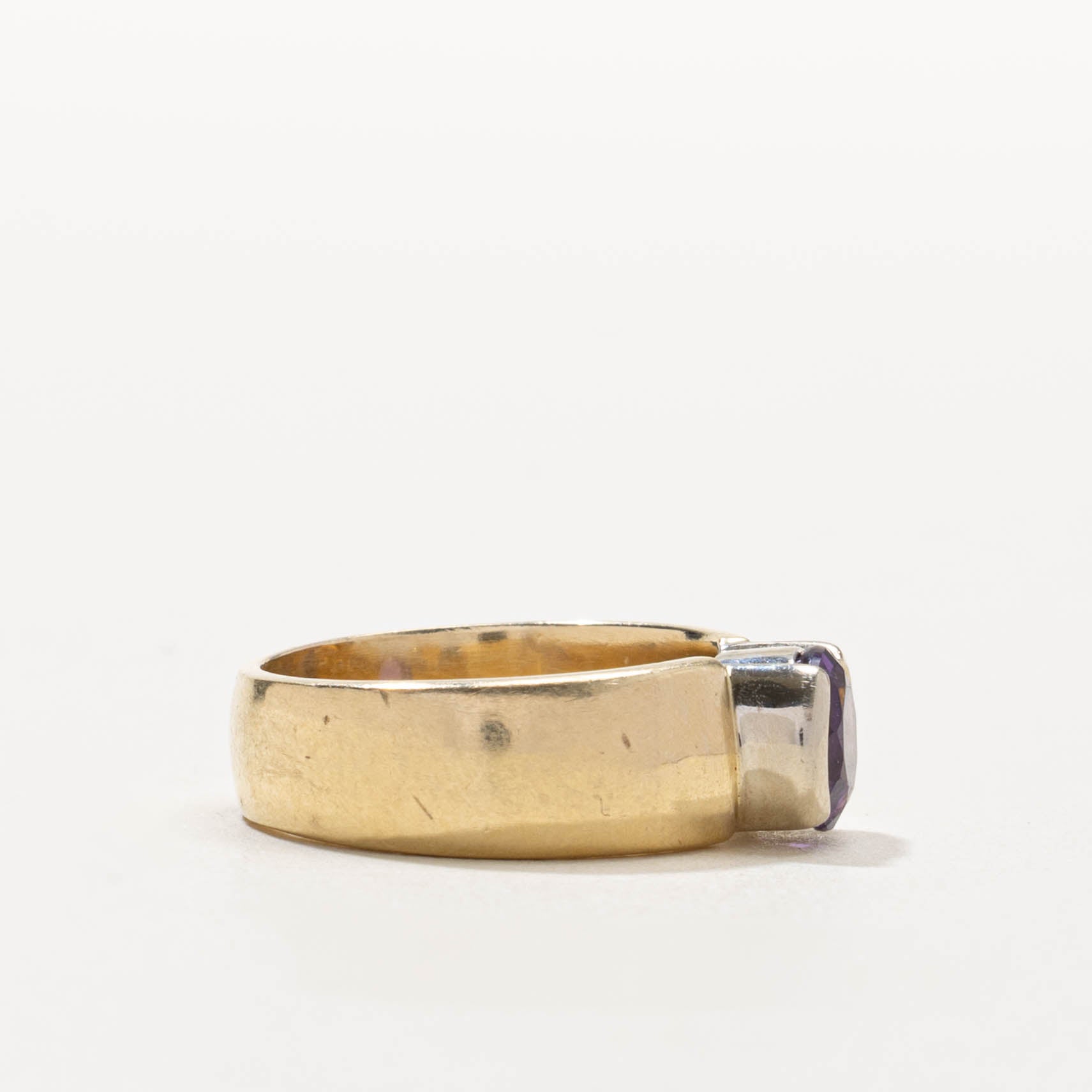 14k Semi Bezel Set Amethyst Ring | 0.90ct | SZ 5.75