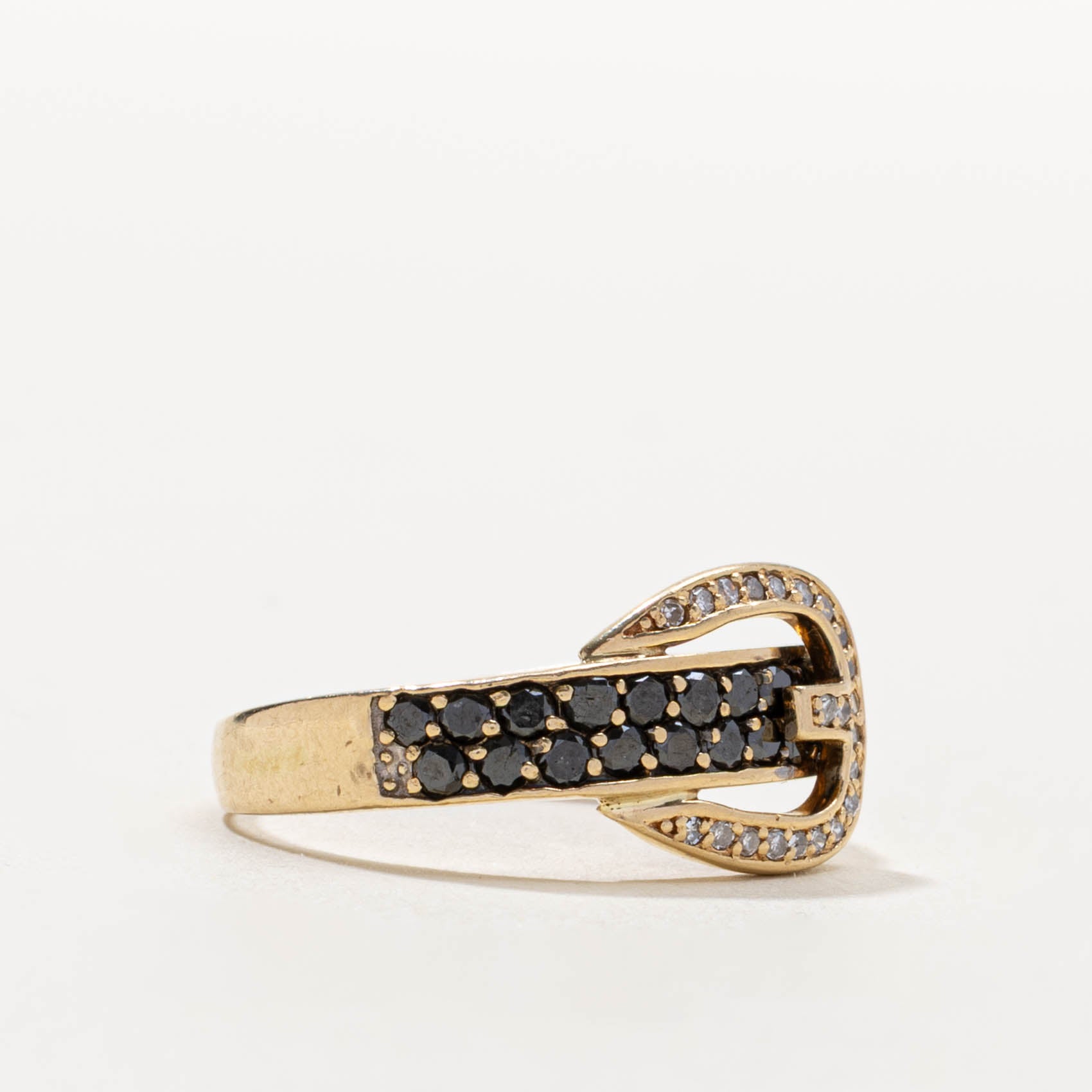 14k Black & White Diamond Buckle Ring | 0.55ctw | SZ 8