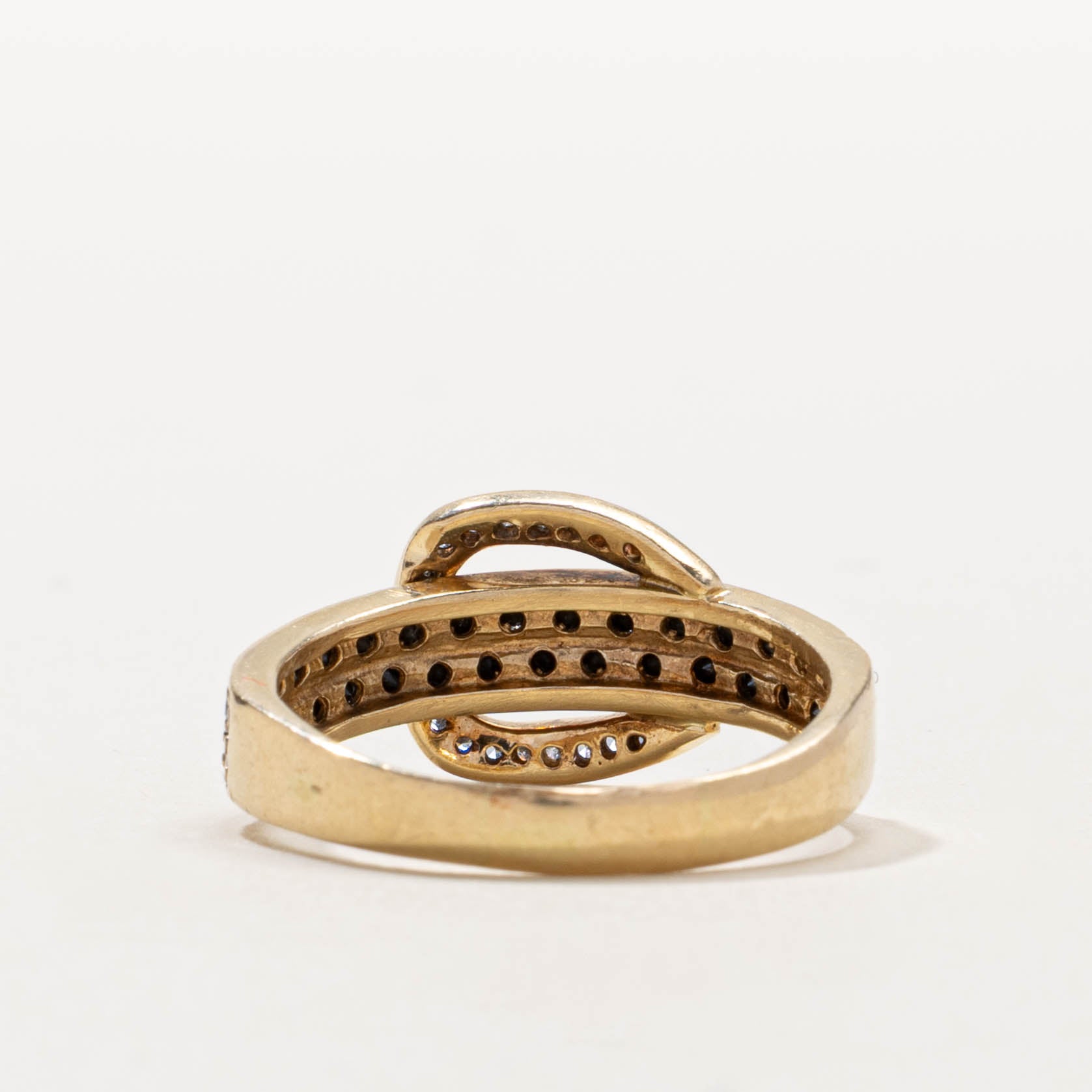 14k Black & White Diamond Buckle Ring | 0.55ctw | SZ 8