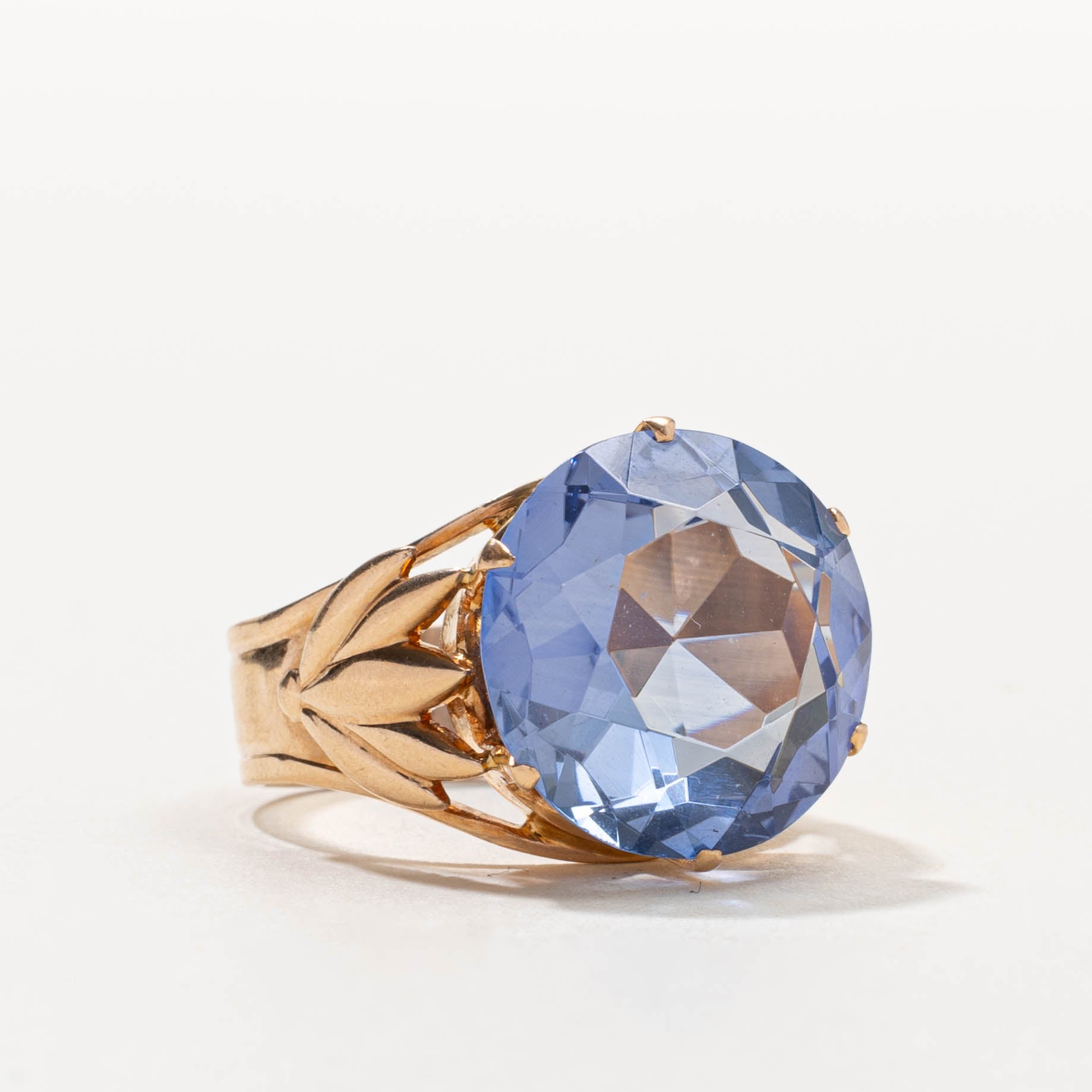 14k Synthetic Sapphire Floral Cocktail Ring | 11.00ct | SZ 8.5