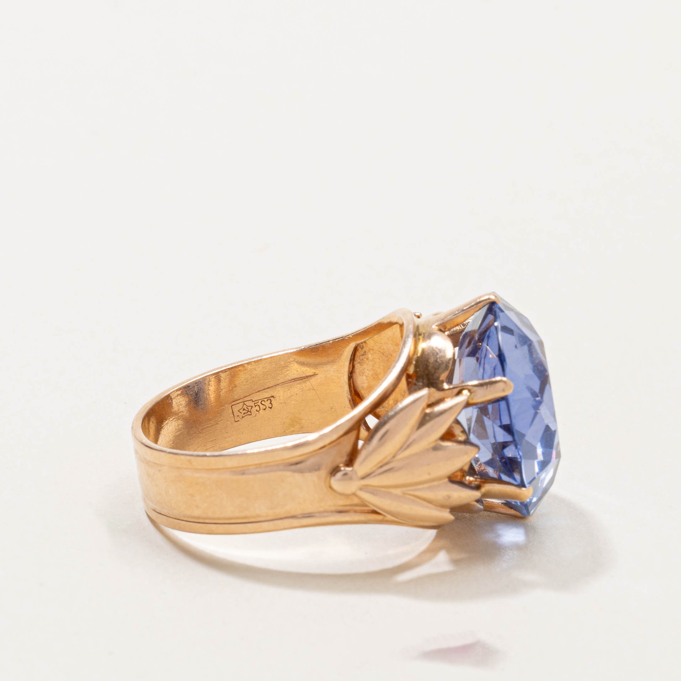 14k Synthetic Sapphire Floral Cocktail Ring | 11.00ct | SZ 8.5