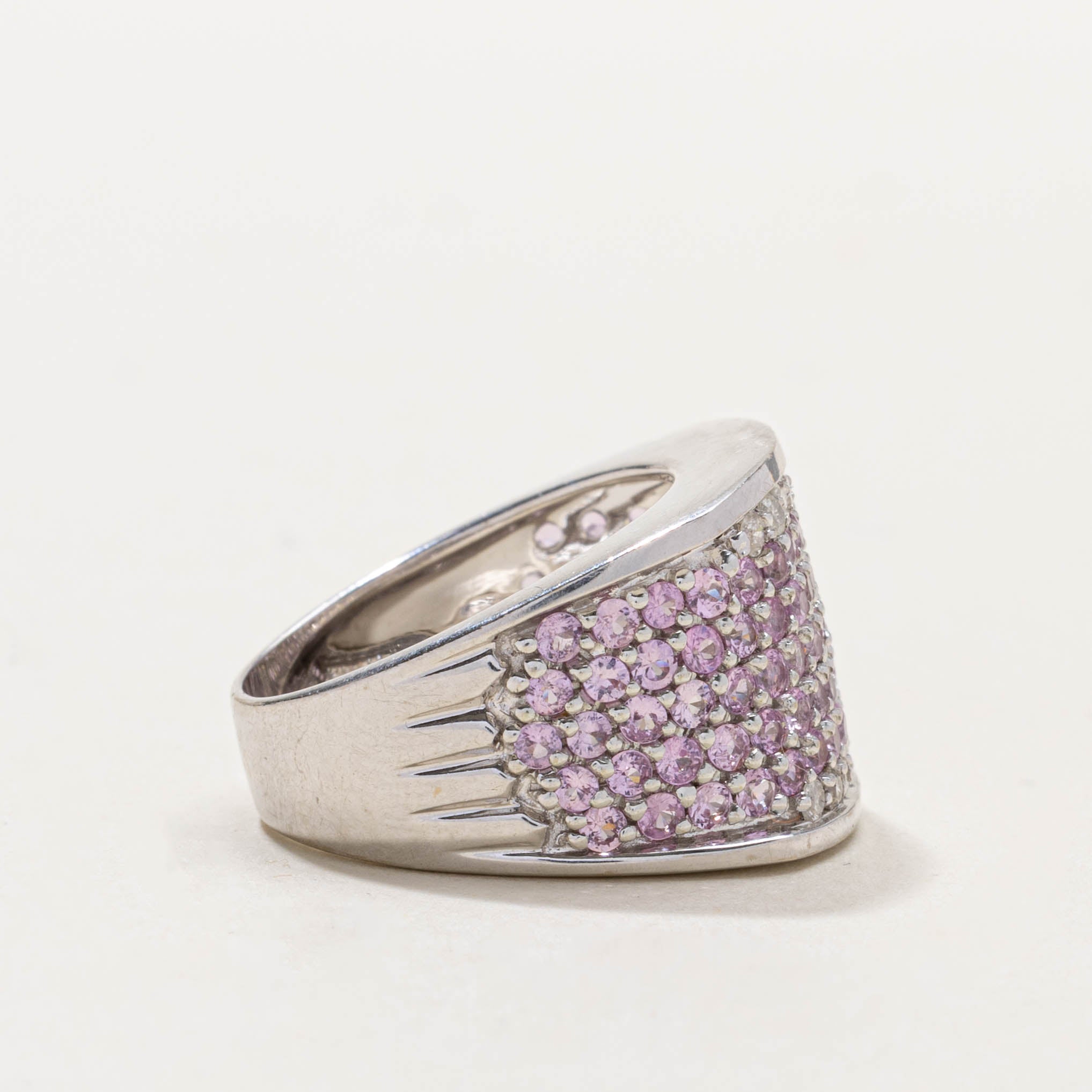 Pavé Set Synthetic Sapphire & Diamond Wide Band | 2.00ctw, 0.25ctw | SZ 7