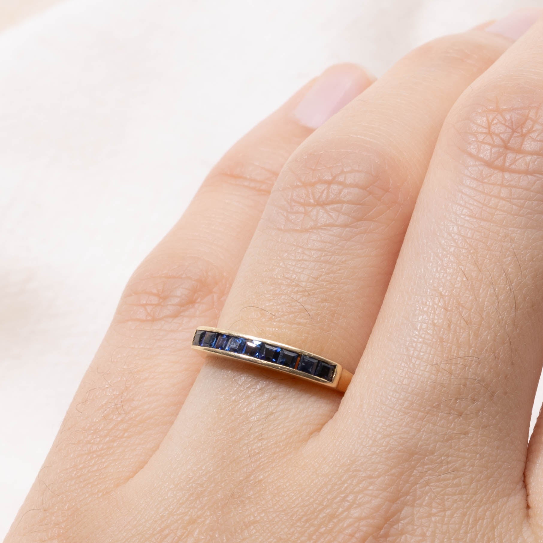 14k Channel Set Semi Eternity Sapphire Band | 0.20ctw | SZ 5.75