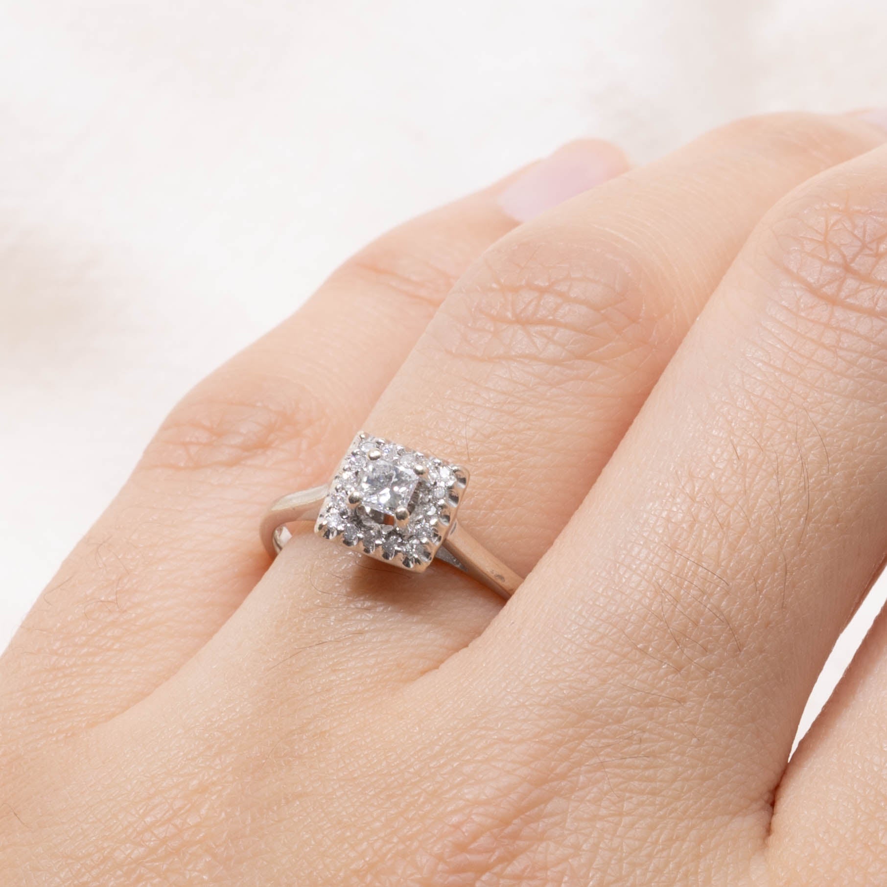 14k Princess Cut Diamond Halo Ring | 0.23ctw | SZ 8.5