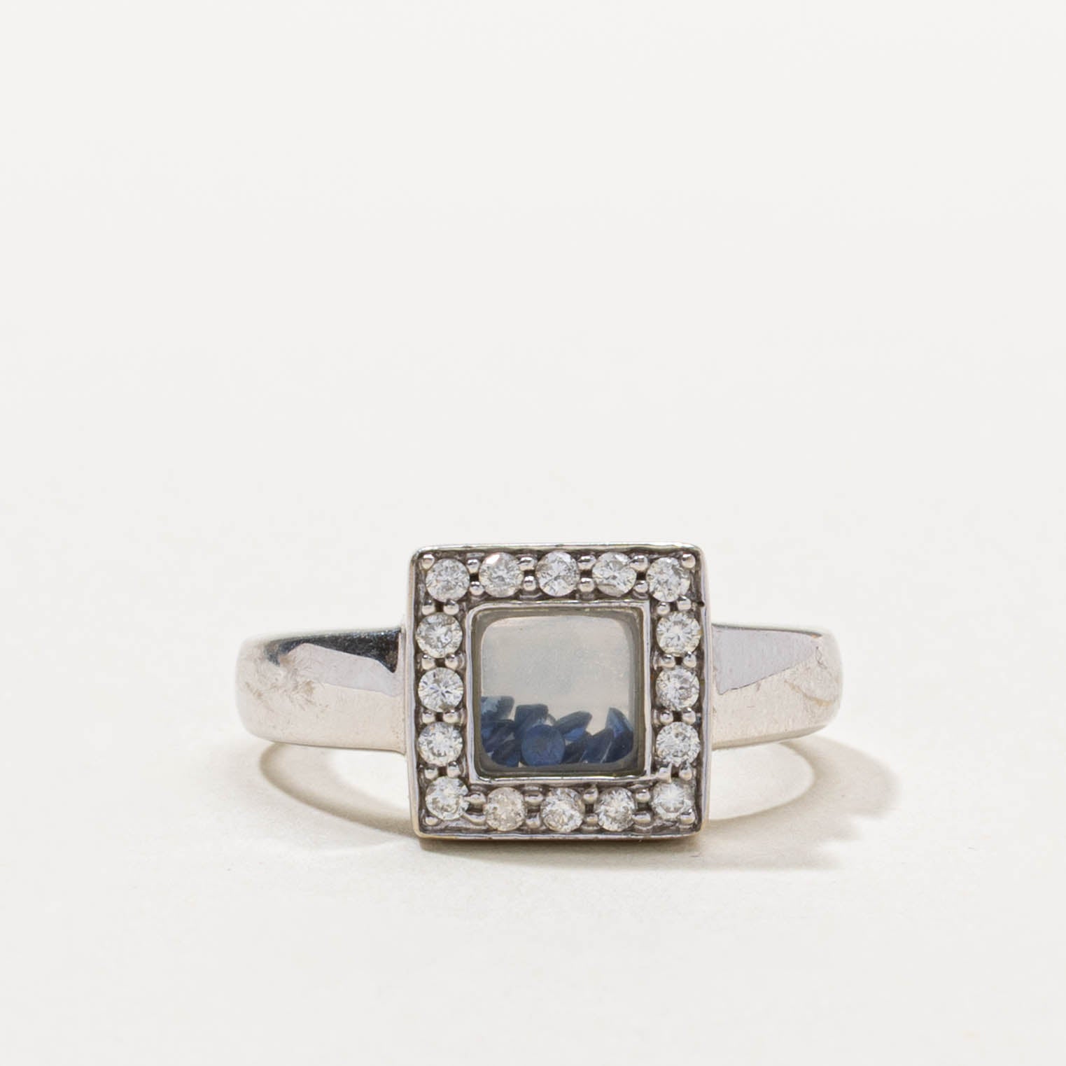 14k Floating Sapphire & Diamond Halo Ring | 0.15ctw, 0.15ctw | SZ 7