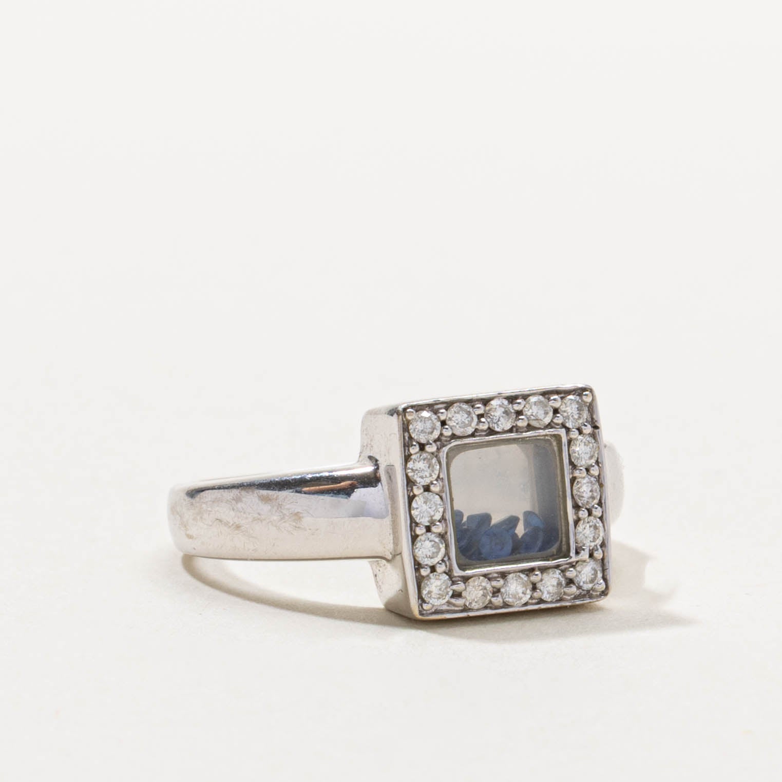 14k Floating Sapphire & Diamond Halo Ring | 0.15ctw, 0.15ctw | SZ 7