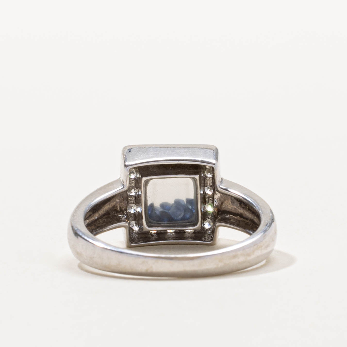 14k Floating Sapphire & Diamond Halo Ring | 0.15ctw, 0.15ctw | SZ 7