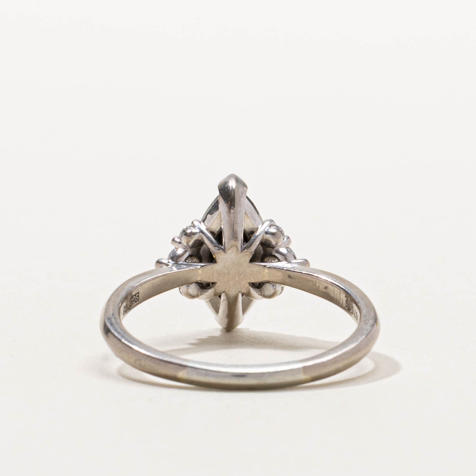 18k Marquise Cut Hematite & Diamond Accented Ring | 2.20ct, 0.20ctw | SZ 9.5