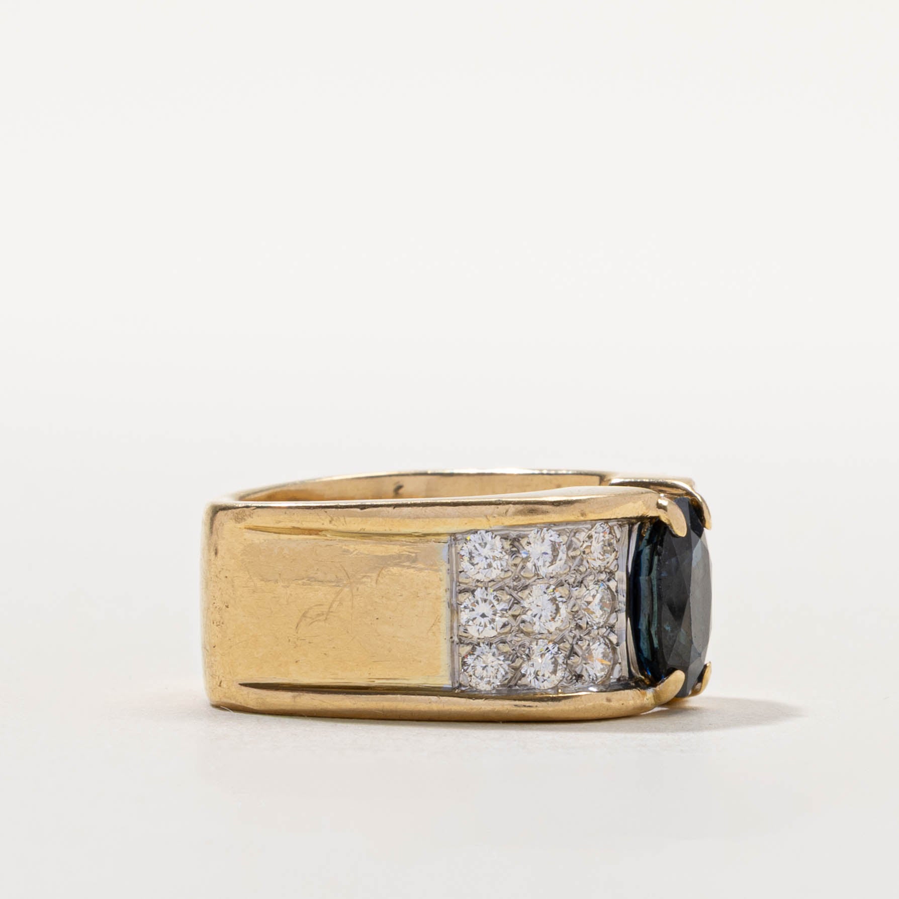 18k Sapphire & Diamond Accented Wide Ring | 2.80ct, 1.00ctw | SZ 7.75