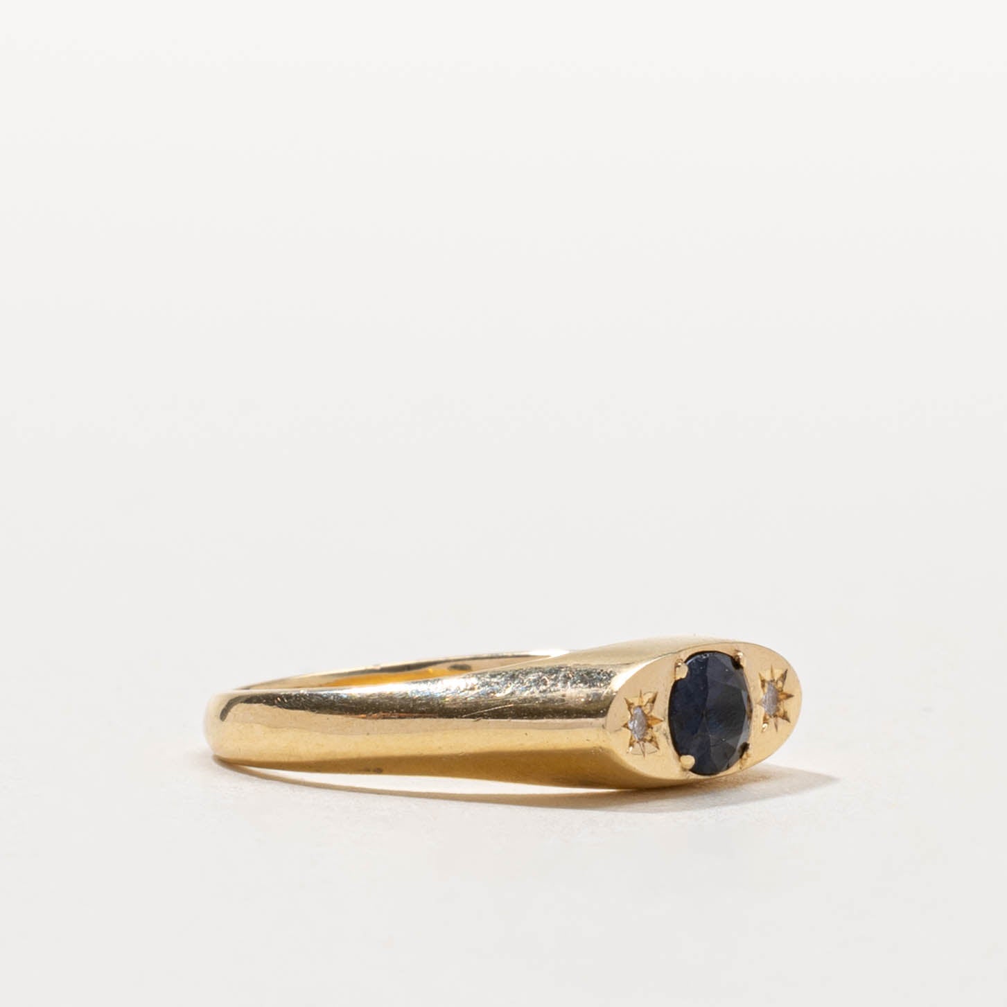 18k East West Sapphire & Star Set Diamond Accented Ring | 0.50ct, 0.01ctw | SZ 6