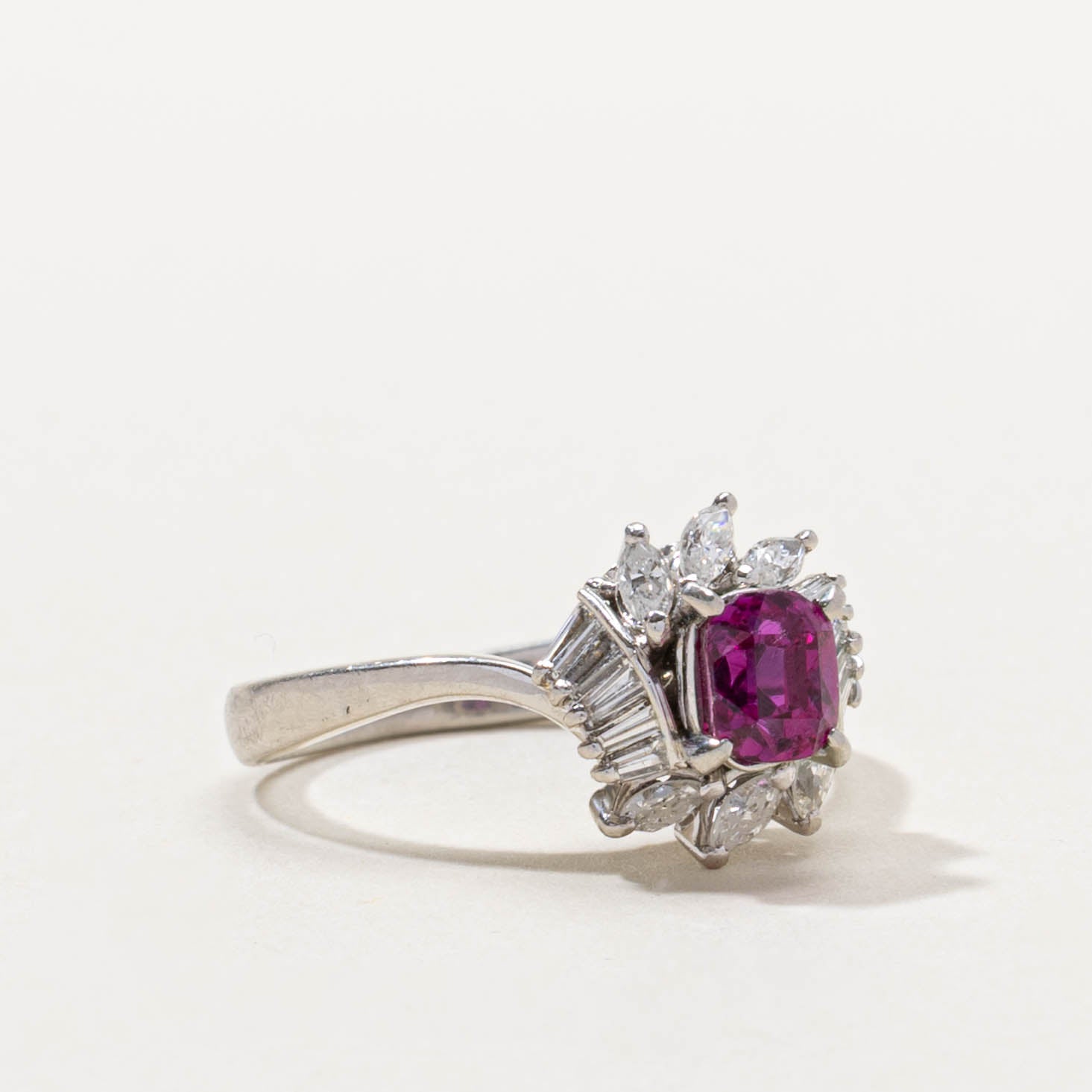 Pink Sapphire & Diamond Floral Halo Ring | 1.00ct, 0.45ctw | SZ 6.25