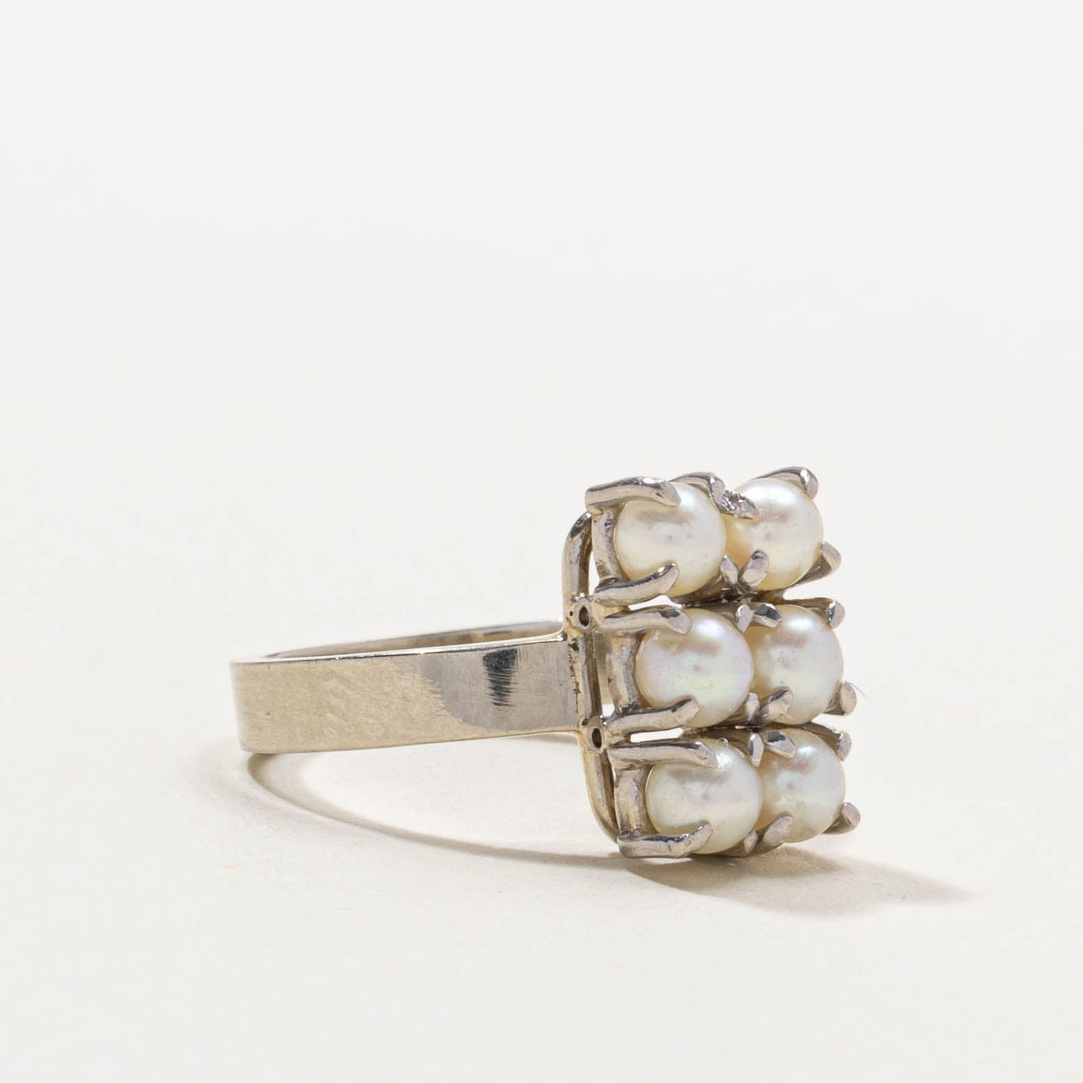 18k Pearl Two Column Ring | SZ 5.75