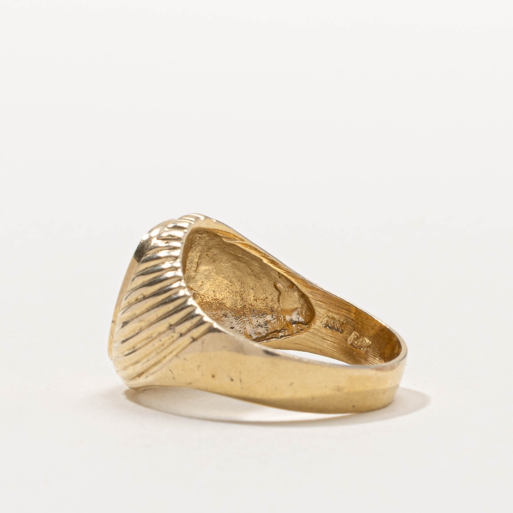 10k Star Set Diamond Croissant Signet Ring | SZ 9.25
