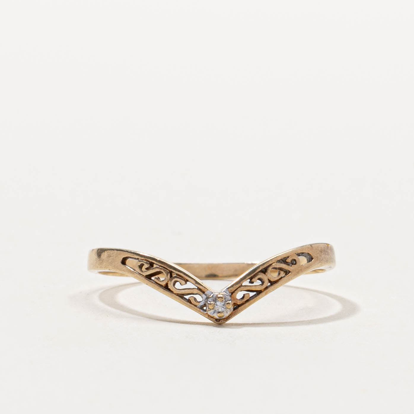 10k Diamond Openwork Chevron Ring | SZ 8.25