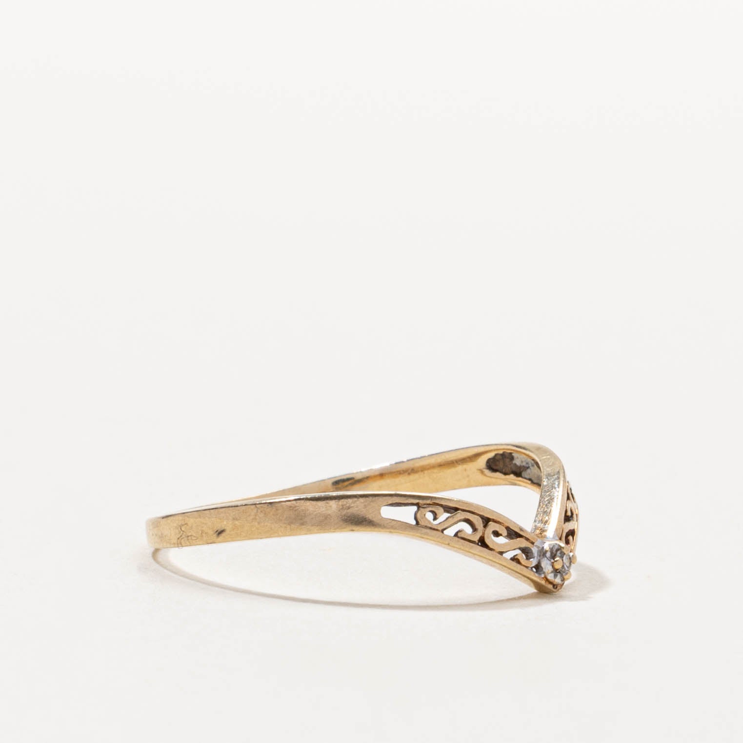 10k Diamond Openwork Chevron Ring | SZ 8.25