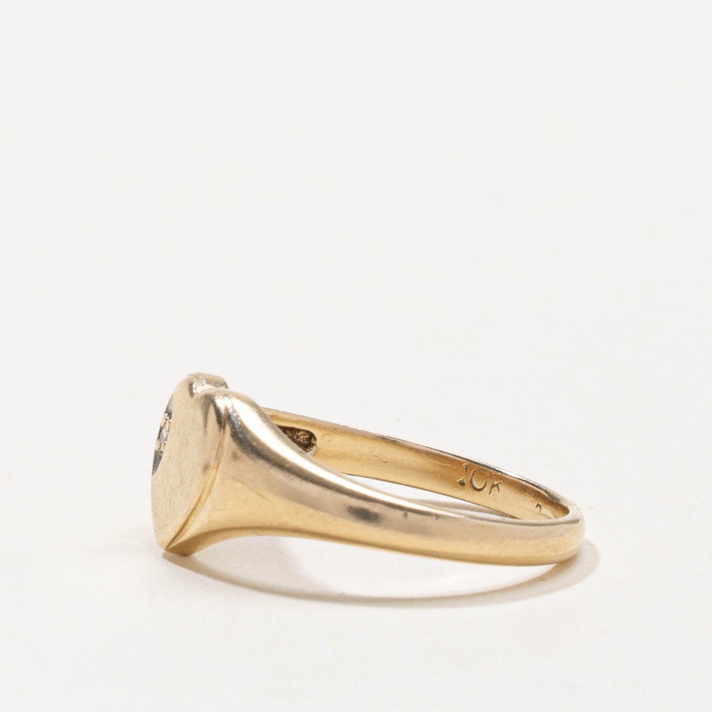10k Diamond Heart Signet Ring | SZ 4.5