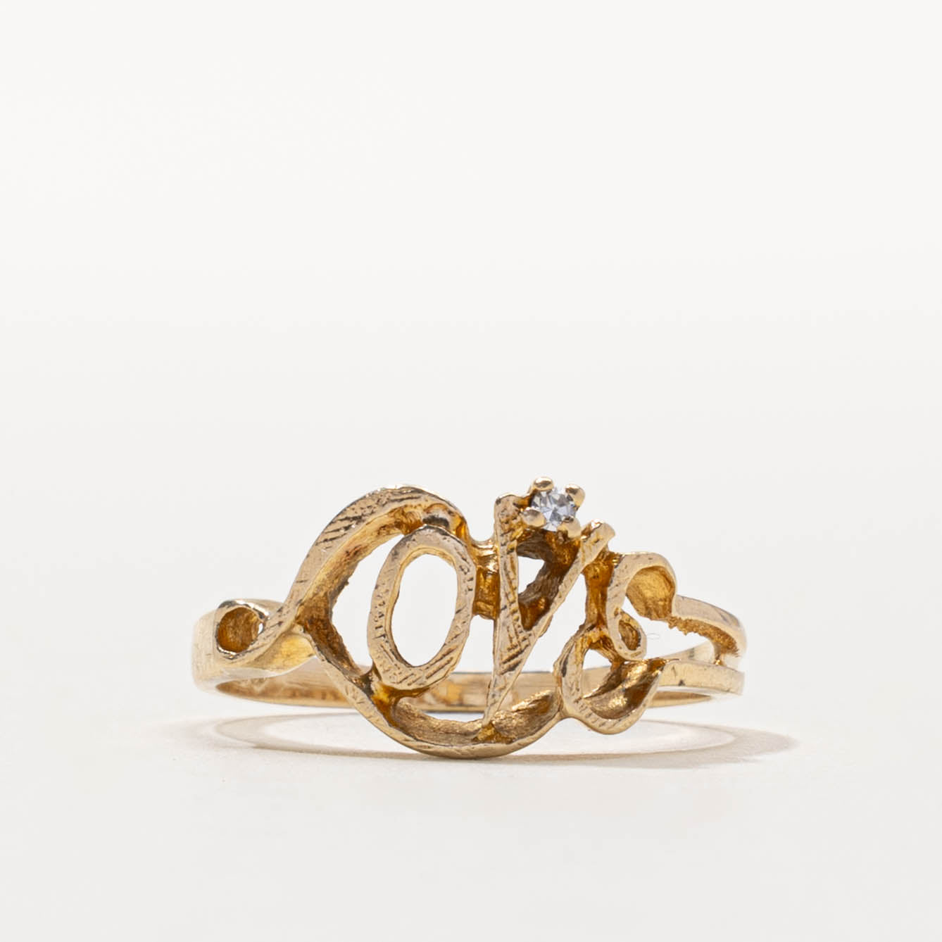 10k Diamond “Love” Openwork Ring | SZ 6.25