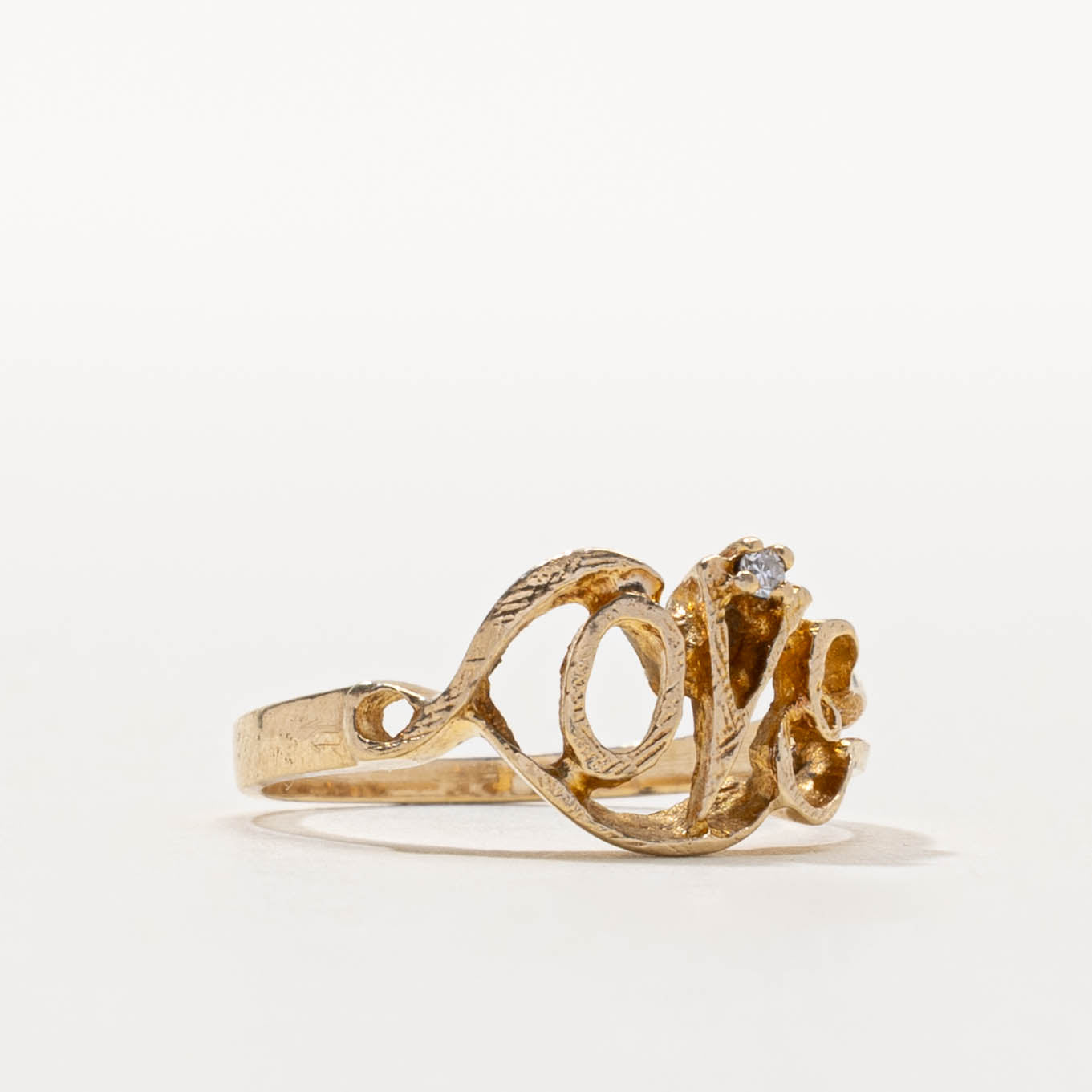 10k Diamond “Love” Openwork Ring | SZ 6.25