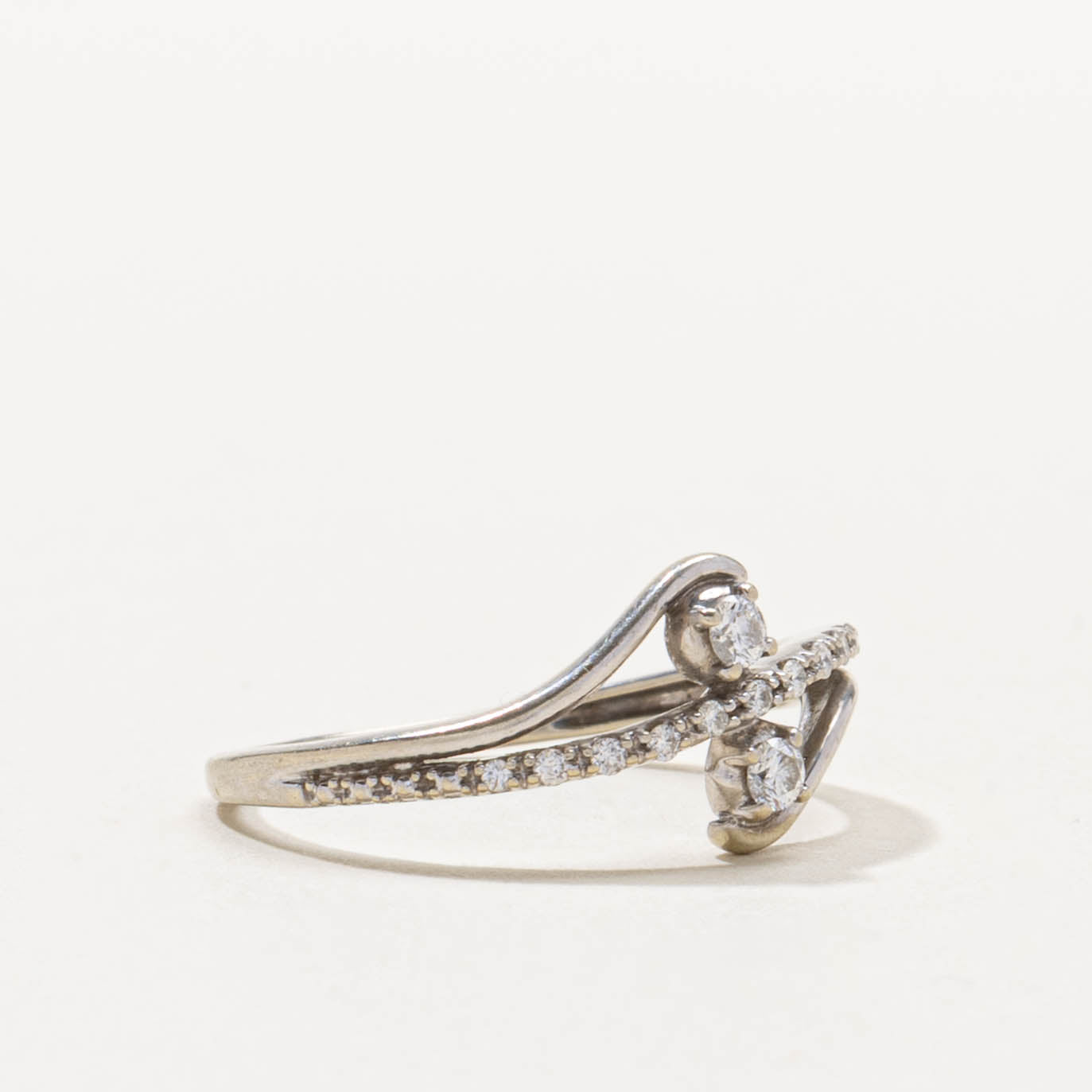 10k Two Stone Diamond Bypass Ring | SZ 7