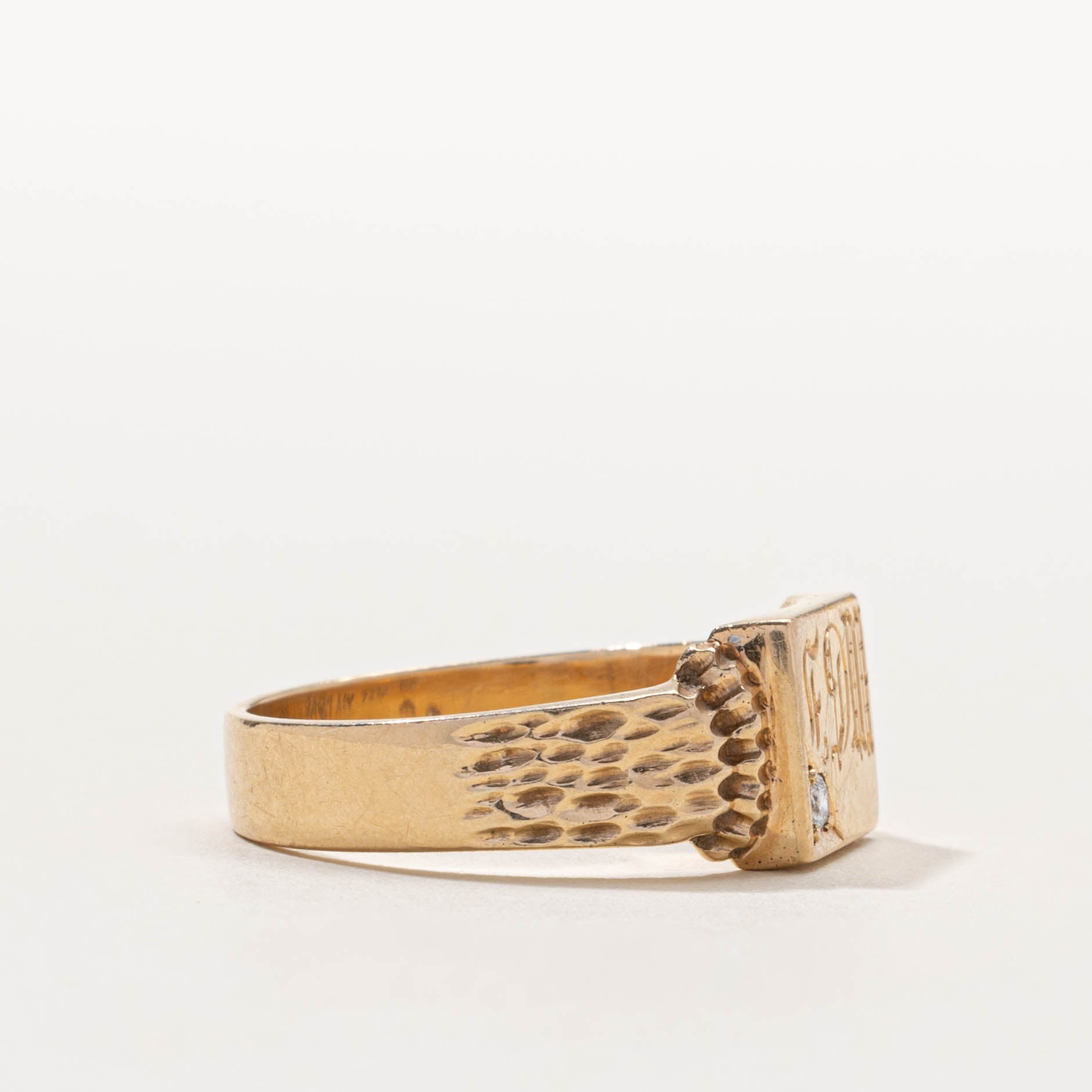 10k Diamond “EDM” Initialized Signet Ring | SZ 13