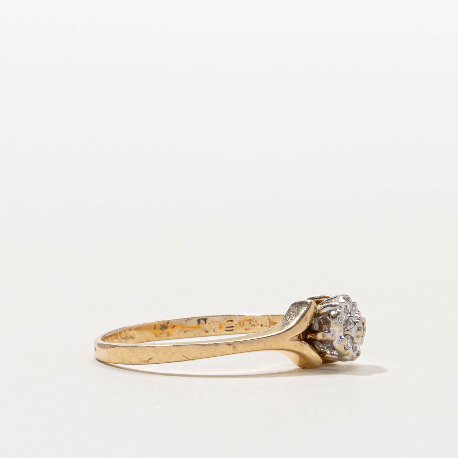 14k Diamond Daisy Cluster Split Shank Ring | SZ 6.5