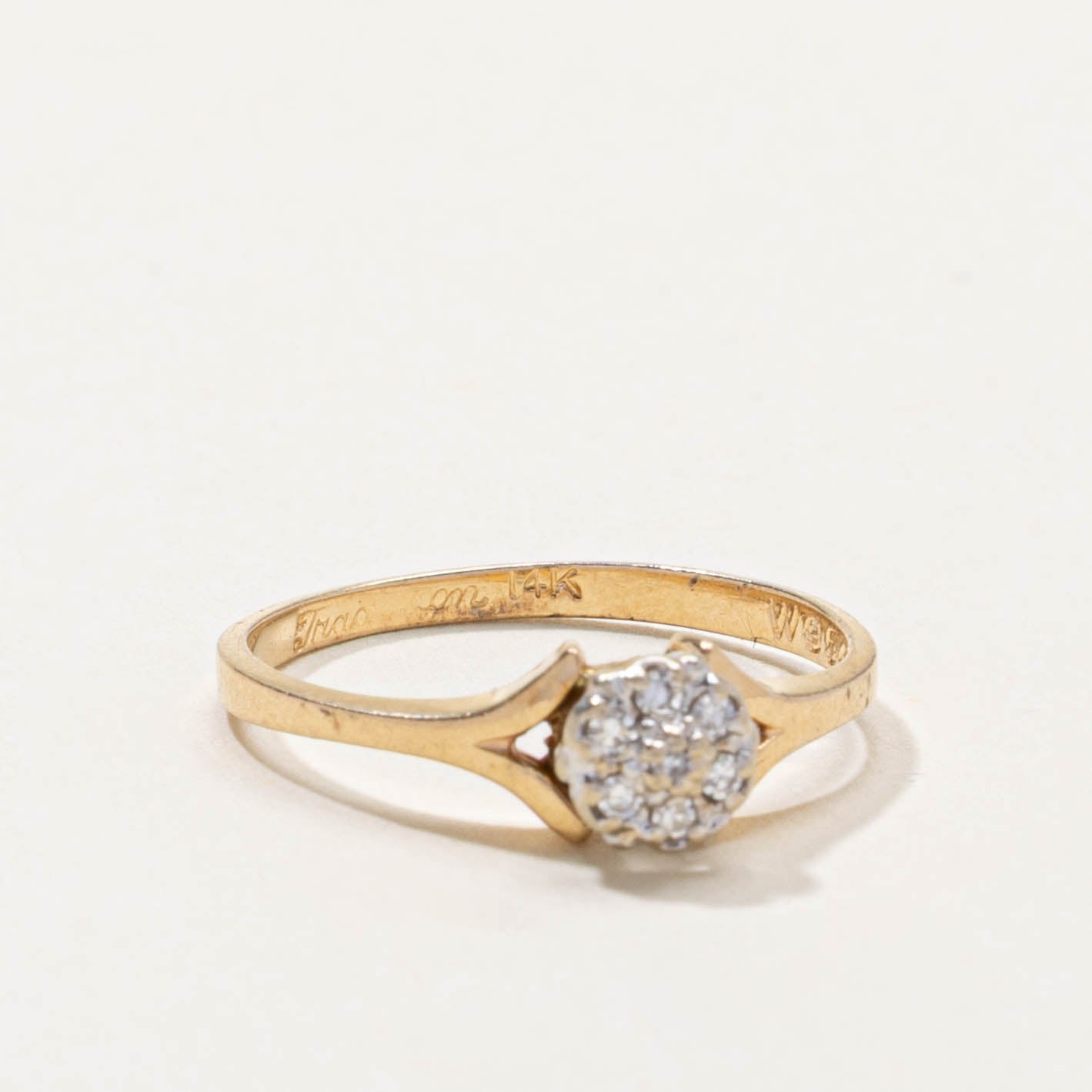 14k Diamond Daisy Cluster Split Shank Ring | SZ 6.5