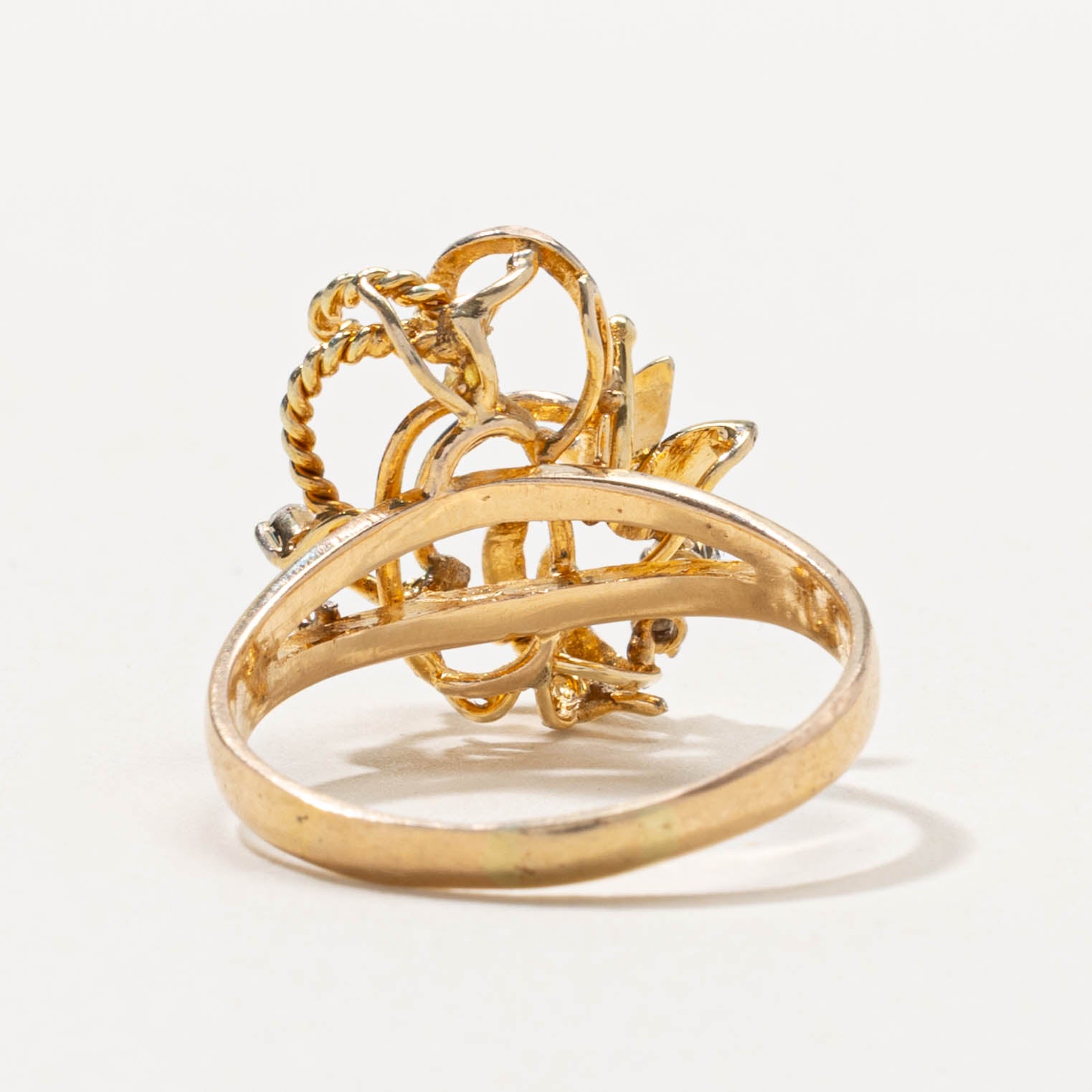 14k Scattered Diamond Openwork Rope Ring | SZ 8.5